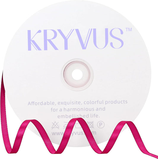 Rose Red Satin Ribbon 1/4 inch X Continuous 100 Yards, Single Face Polyester Ribbon Perfect for Gift Wrapping, Flower Bouquet, Wedding Decor, Crafts, Bow Making, Sewing and More