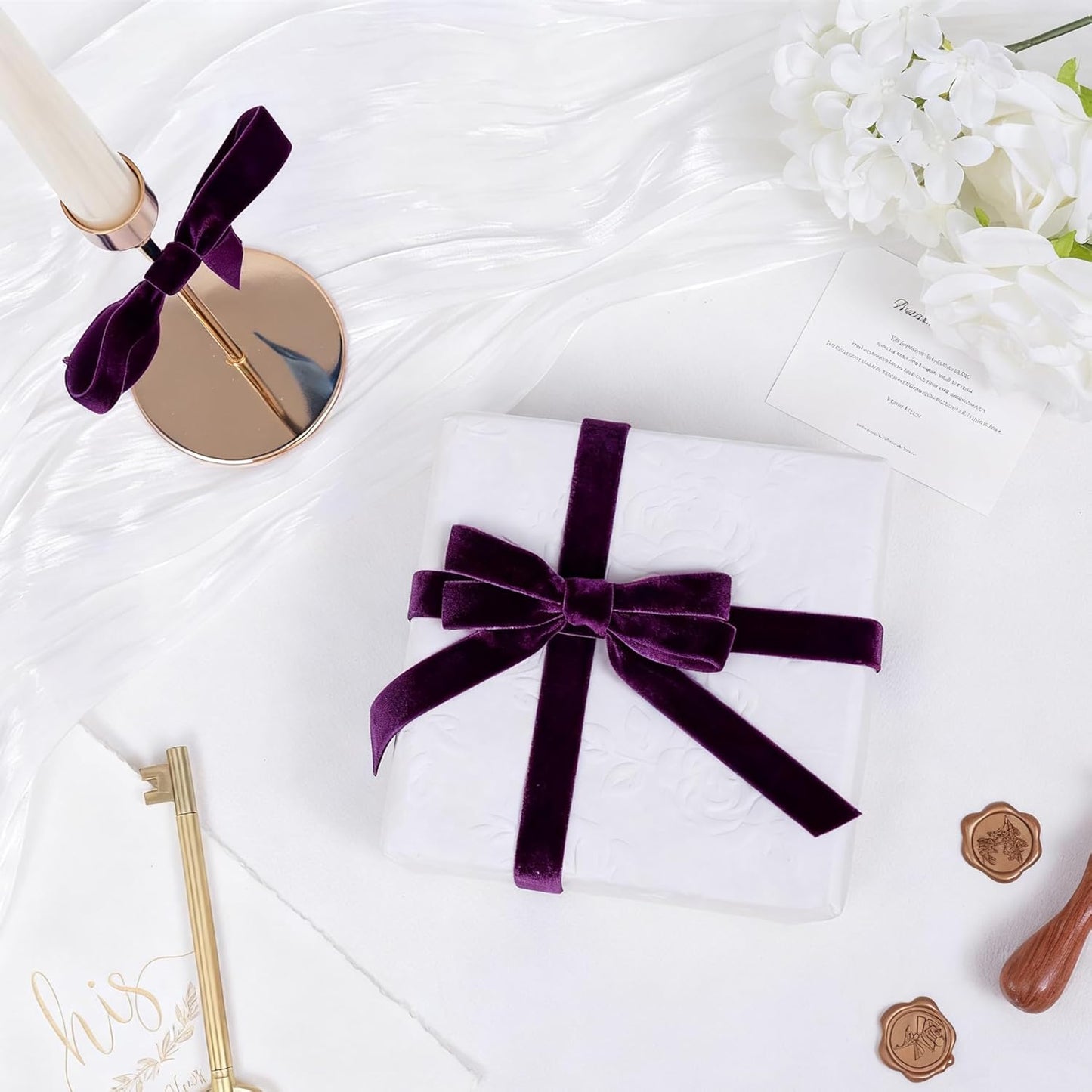 Vintage Purple Velvet Ribbon Christmas Ribbon for Gift Wrapping Crafts Christmas Tree Ornaments Halloween Garland Decorations, 5/8 Inch X 25Yd