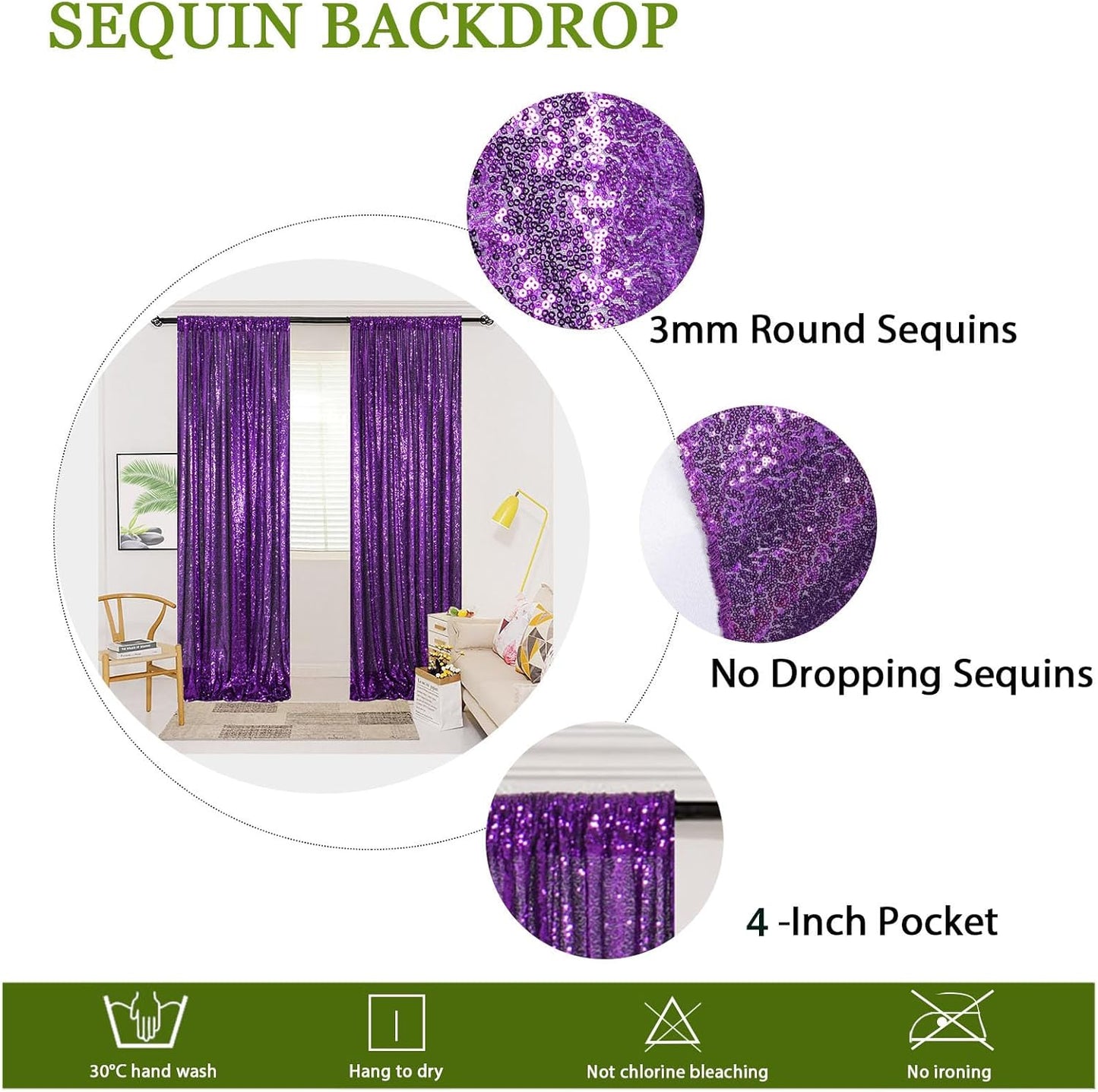 ShinyBeauty 4x10ft Purple Sequin Photo Backdrop - Glitter Background for Photography Studio, Christmas Party Decor, Stage Wall Drapes & Event Celebrations