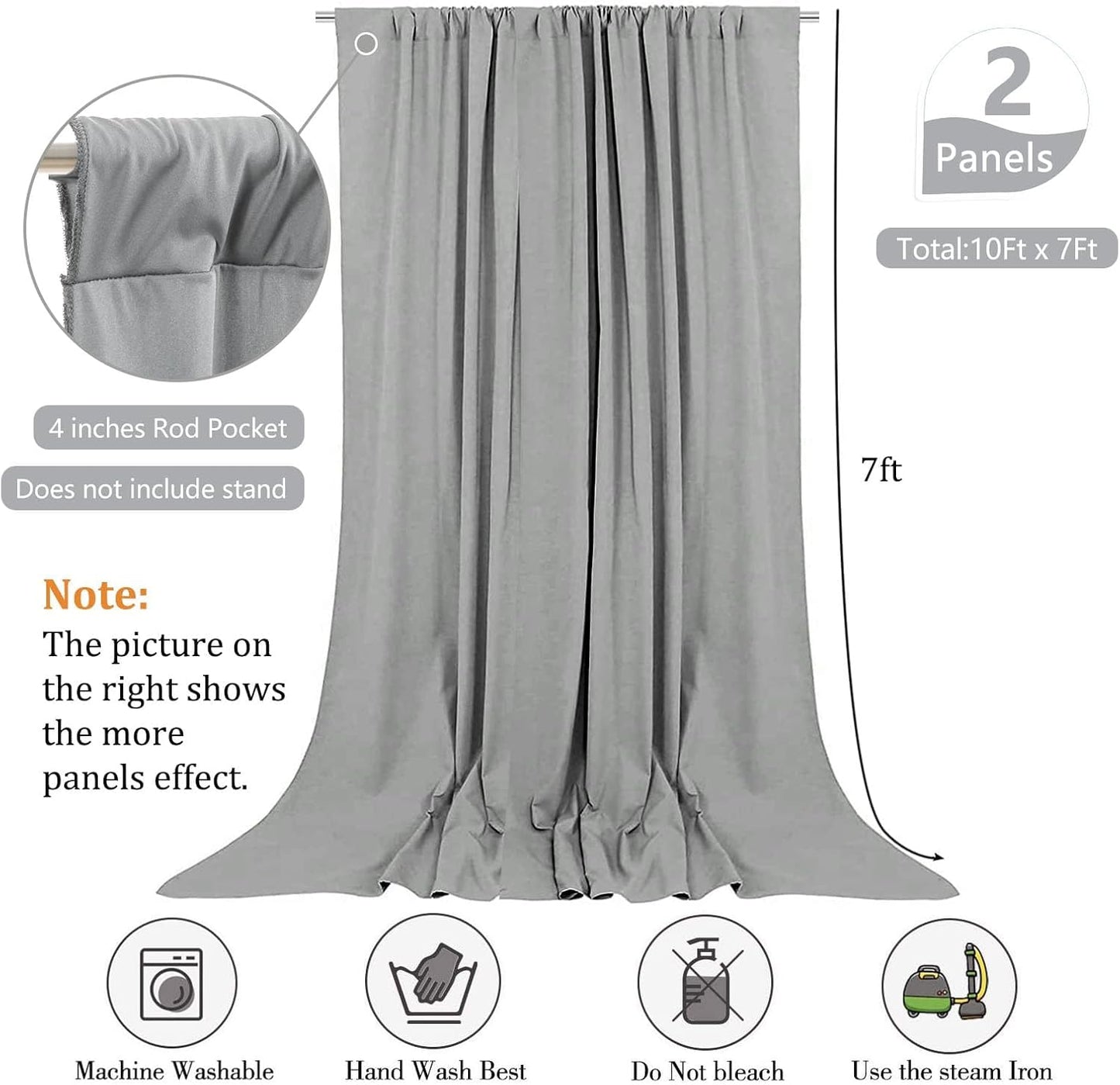 10 x 7 Feet New Dark Grey Backdrop Curtain for Partie, Background Curtains for Photoshoot, Birthday, Wedding, Halloween, Thanksgiving, Christmas, New Year Party Decorations 5Ft x 7Ft, 2 Panels