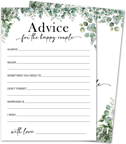 Eucalyptus Bridal Shower Game Cards - Advice for The Happy Couple, Wedding Advice and Wishes for The Mr and Mrs Bridal Shower Games for 30 Guests, Engagement Activity Supplies & Favor/A17