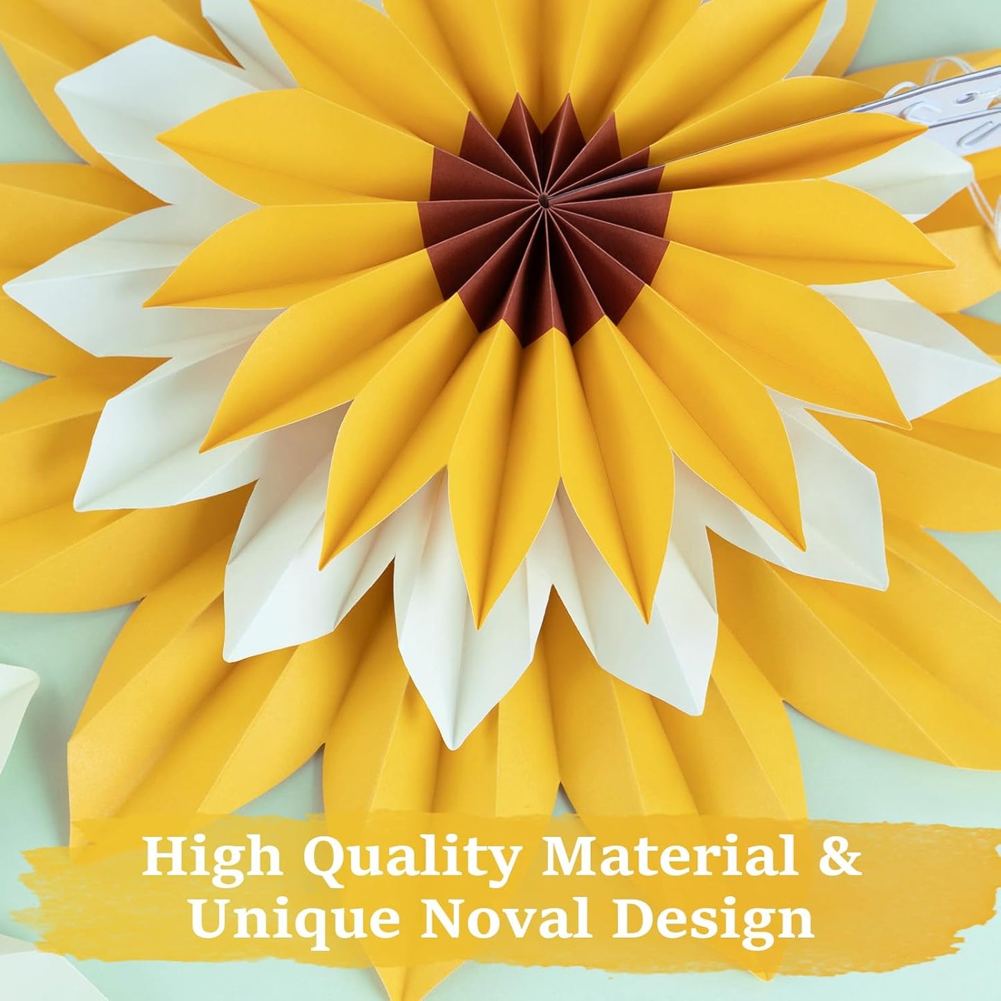 Easy Joy 9PCS Sunflower Party Decorations Sunflower Paper Fans Yellow Birthday Decorations Hanging Paper Flower Fan for women for Summer Baby Shower Bulletin Board Decorations