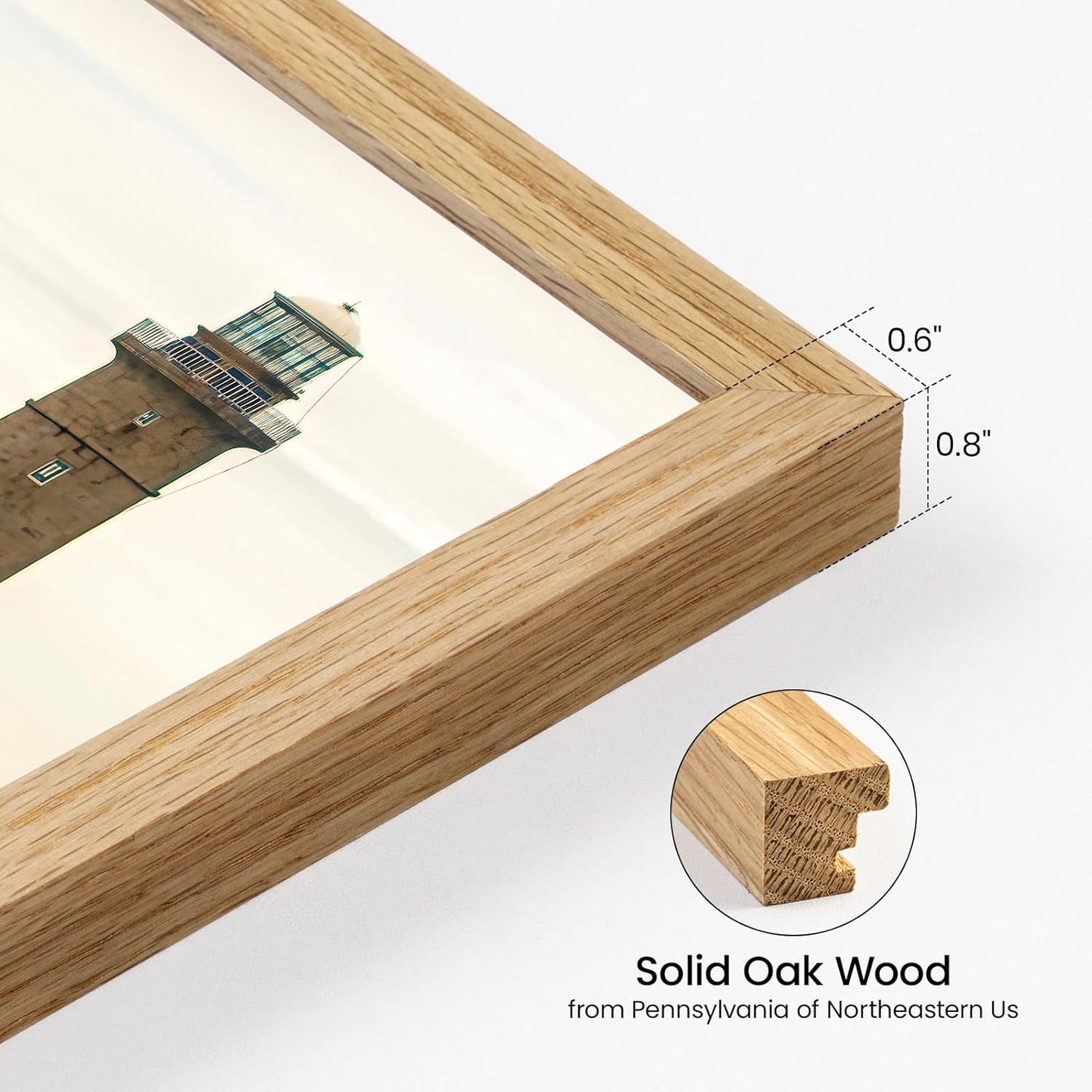 9x18 Picture Frame Oak Wood,9"x18" Natural Oak Color Wooden Frames with Tempered Glass,18x9 inch Wall Gallery Poster Frame with No Mat,9 by 18 Frames Horizontal and Vertical for Wall Mounting