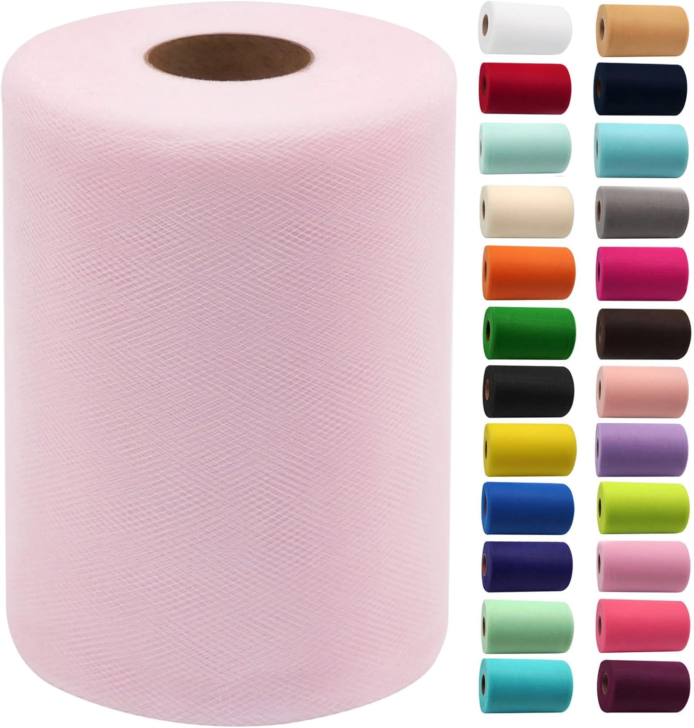 Light Pink Tulle Fabric Rolls 6 Inch by 100 Yards (300 feet) Fabric Spool Tulle Ribbon for DIY Light Pink Tutu Bow Baby Shower Easter Birthday Party Wedding Decorations Christmas Craft Supplies