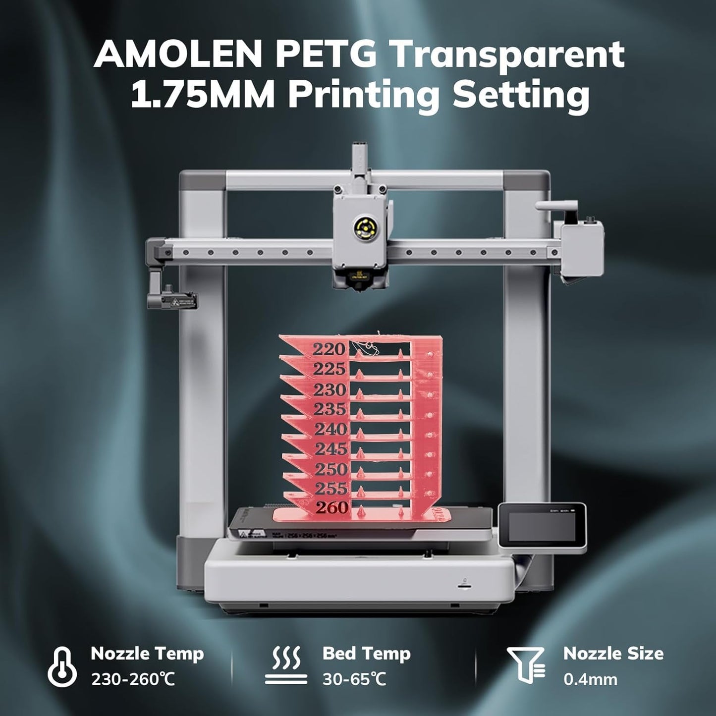 AMOLEN Rapid PETG Transparent 3D Printer Filament 1.75mm +/-0.02mm,Transcucent petg 500mm/s High Speed Strong Toughness Pink 1KG/2.2lb