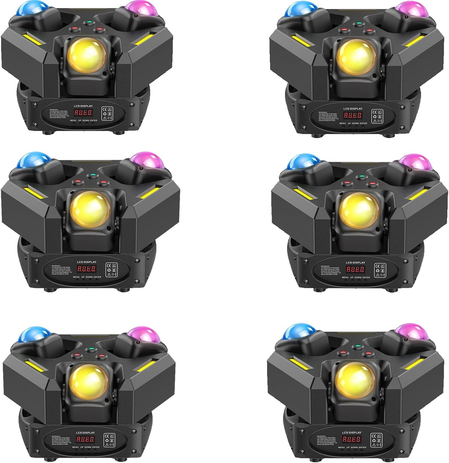 6-Pack Moving Head Stage Lights 9 X 10W LED DJ Lighting with DMX Mode Sound Stage Lighs and Parties Lights Activated for Party Wedding Concert Disco DJ Concert Show