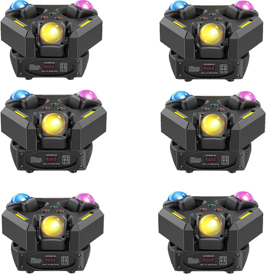 6-Pack Moving Head Stage Lights 9 X 10W LED DJ Lighting with DMX Mode Sound Stage Lighs and Parties Lights Activated for Party Wedding Concert Disco DJ Concert Show