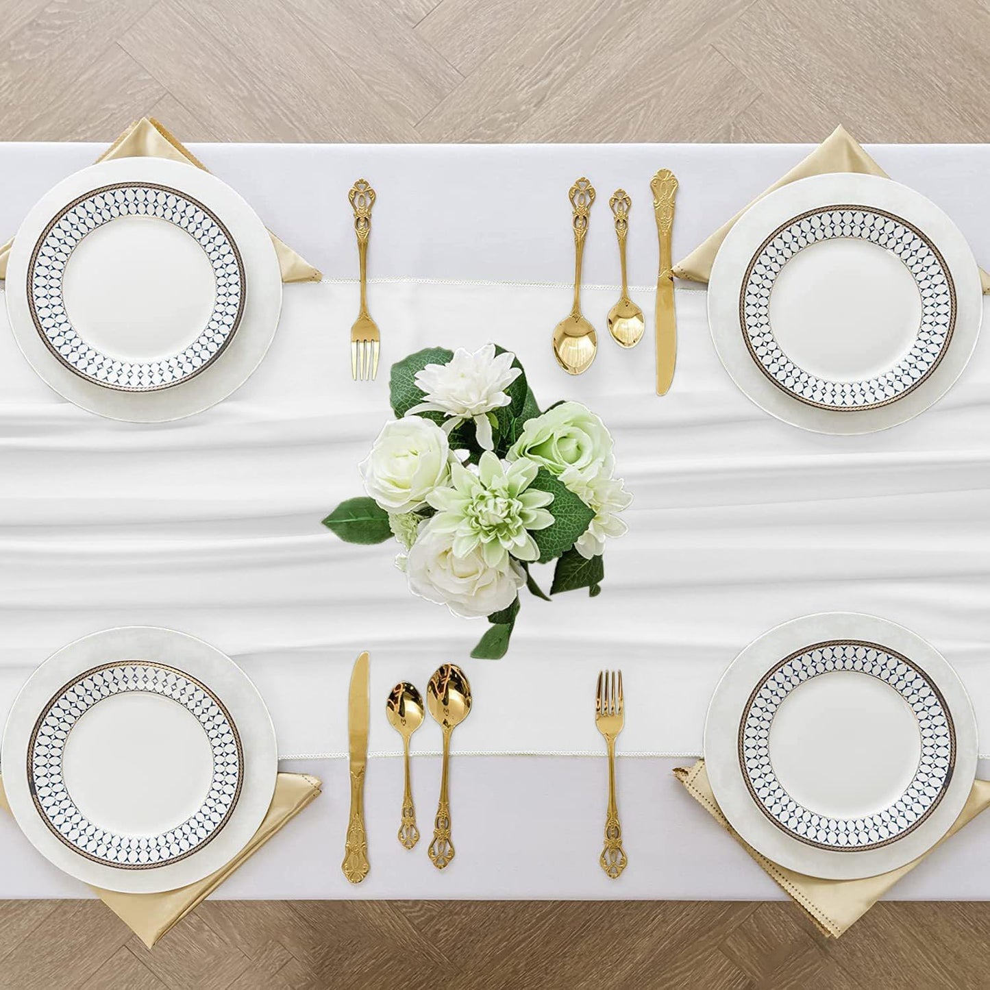 6 Pack 10 Ft Chiffon Table Runner White Gauze Long Table Runners 27x120 Inches Sheer Tulle Table Runner for Rustic Wedding Reception Bridal Shower Decorations Birthday Party