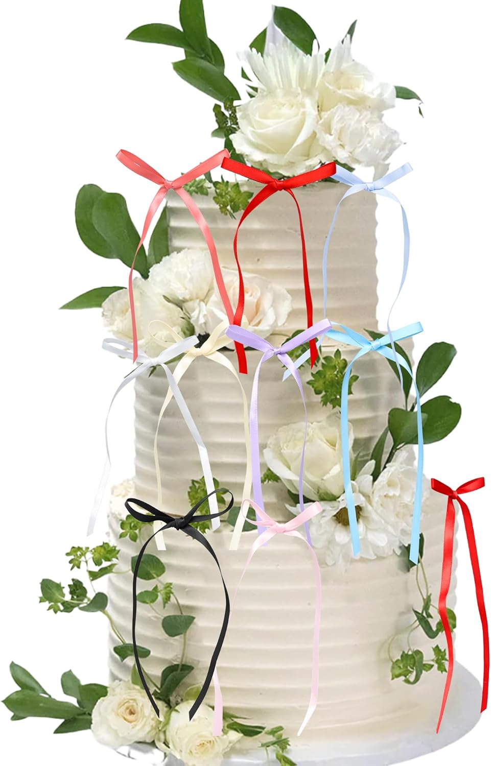 Ephlyn 30Pcs Bow Cupcake Toppers Valentine's Bowknot Ribbons Coquette Bow High Footed Cup Balloon Wall Party Decorations Cake Dessert Picks Baby Girl Birthday Wedding Party Supplies Multi