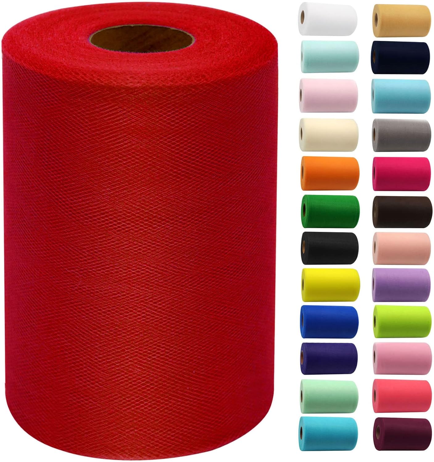 Red Tulle Fabric Rolls 6 Inch by 100 Yards (300 feet) Fabric Spool Tulle Ribbon for Christmas Gift Wrapping DIY Tutu Bow Baby Shower Birthday Party Wedding Decorations Craft Supplies