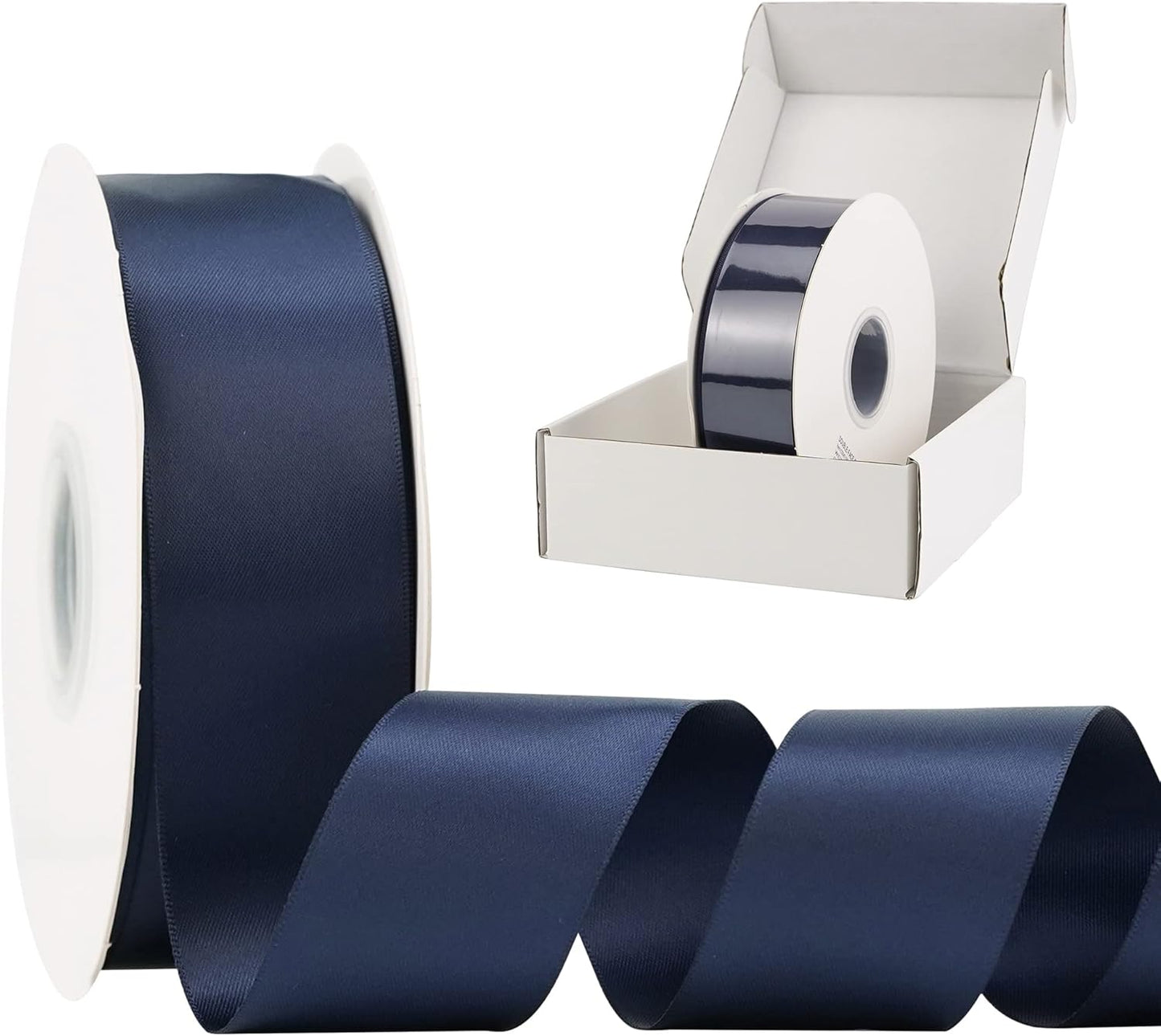 HUIHUANG 1-1/2 inch Double Face Satin Ribbon, Polyester Satin Navy Blue Ribbon 50 Yards/Roll for Gift Wrapping Bows Making Floral Bouquet Wedding Invitations Decor Party Favor and Craft Supplies