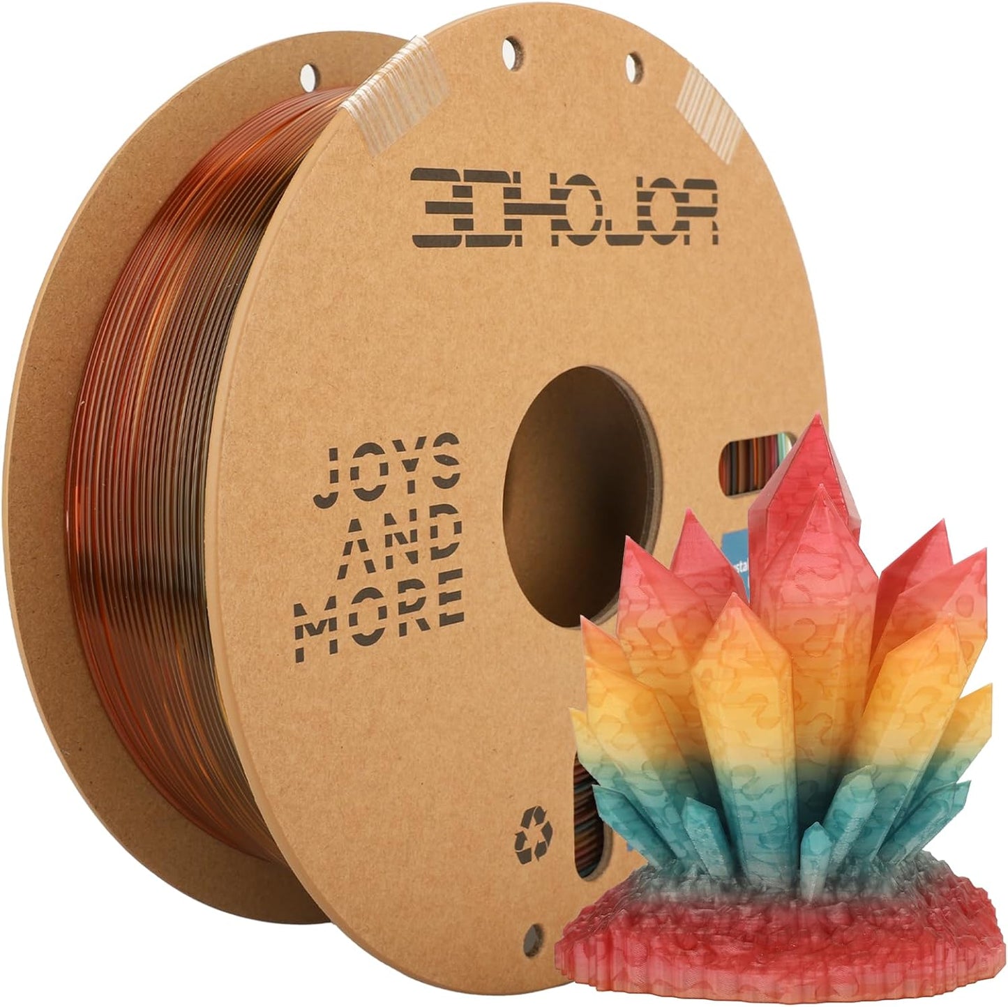 Transparent Multi Rainbow Color Gradient Change PLA 1.75mm 1KG 3D Printing Filament Crystal Rainbow PLA Clear PLA Filament with Cardboard Spool-Maple Leaf