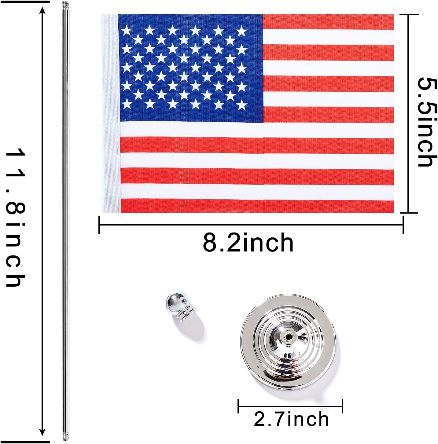 ZXvZYT 2 Pack US flag USA Table Flag Small Mini United States Desk Flag With Stand Base,for 4th of July Party Veteran's Day Decorations,Home office Decorations