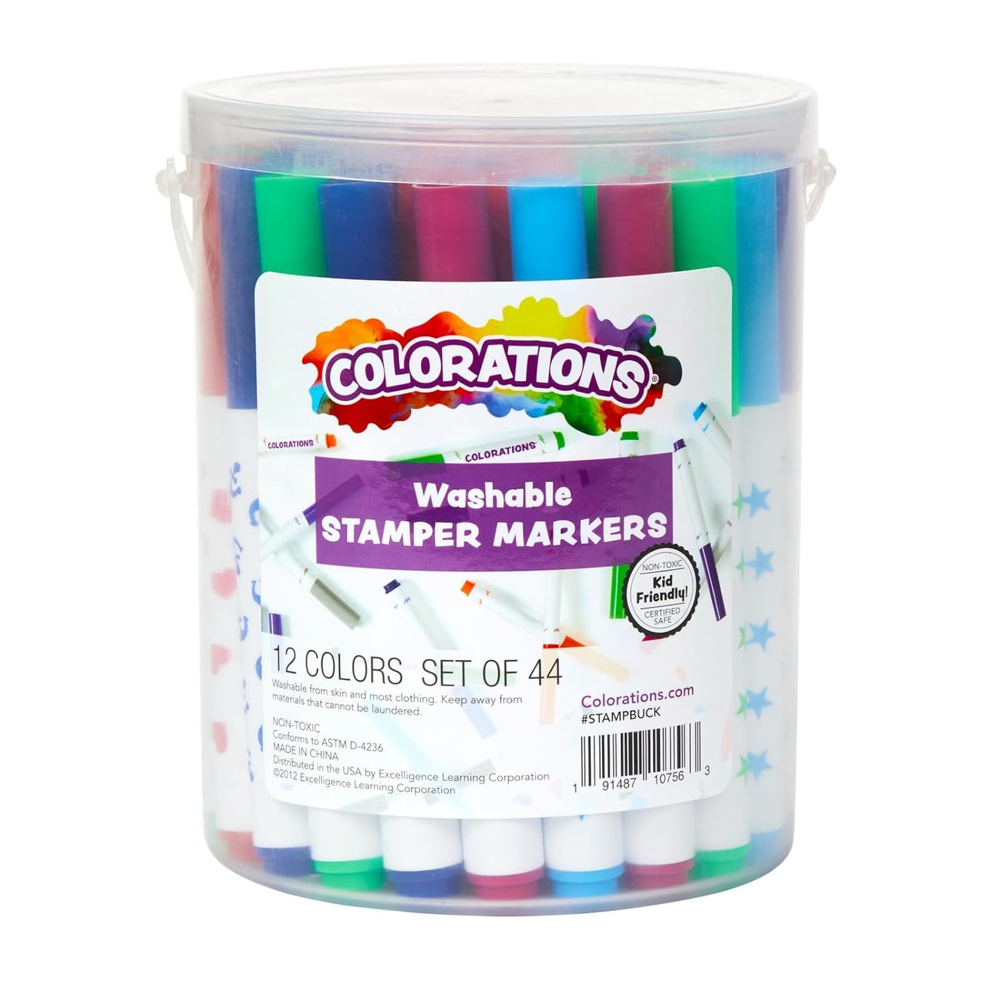 Colorations STAMPBUCK Colorations Washable Marker Stamper Bucket (Pack of 44)