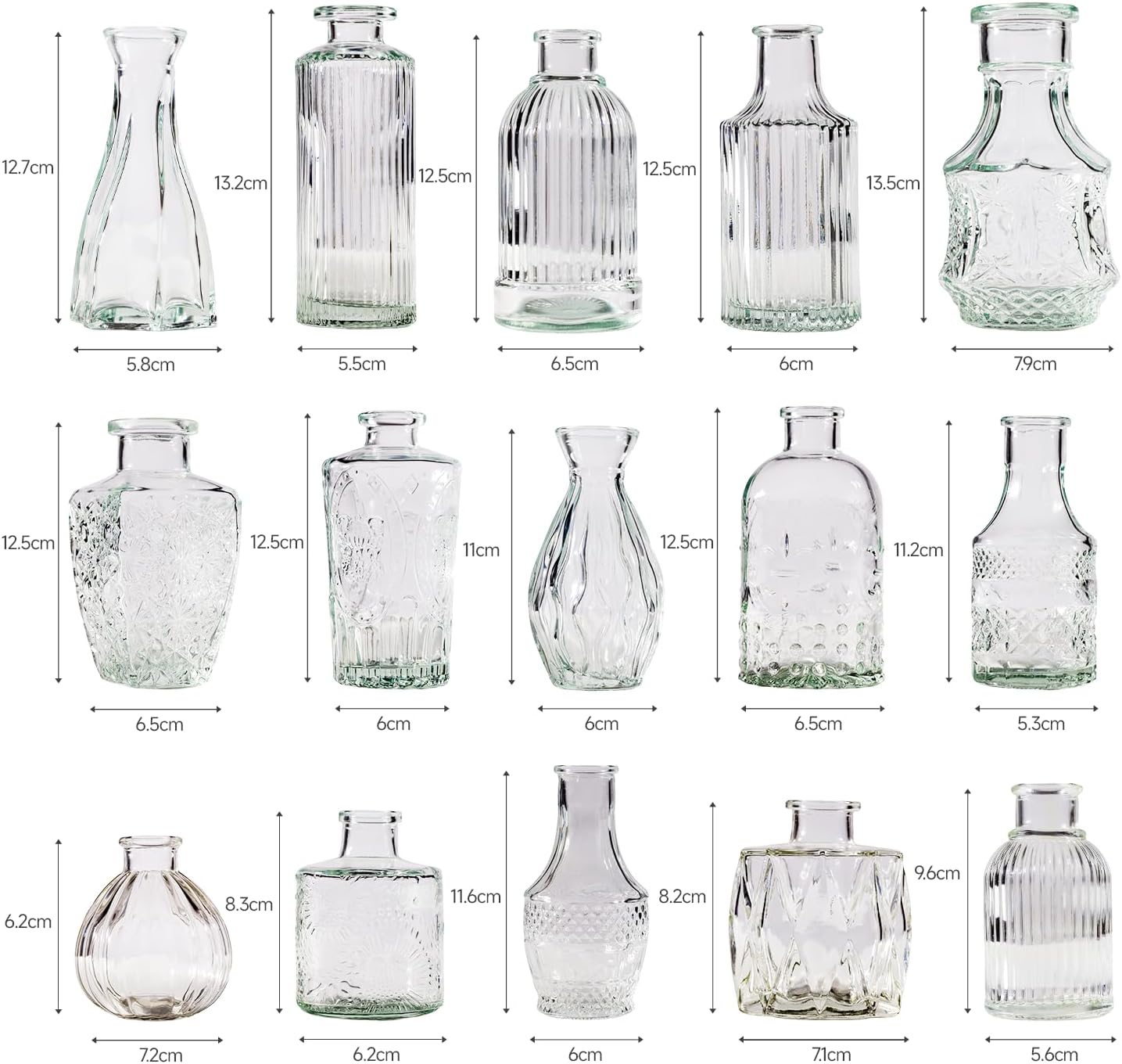 30 Pcs Bud Vase Set, Vases for Centerpieces, Cute Glass Bud Vases in Bulk, Small Vases for Flowers, Mini Vase Set for Wedding Decorations, Home Table Flower Décor