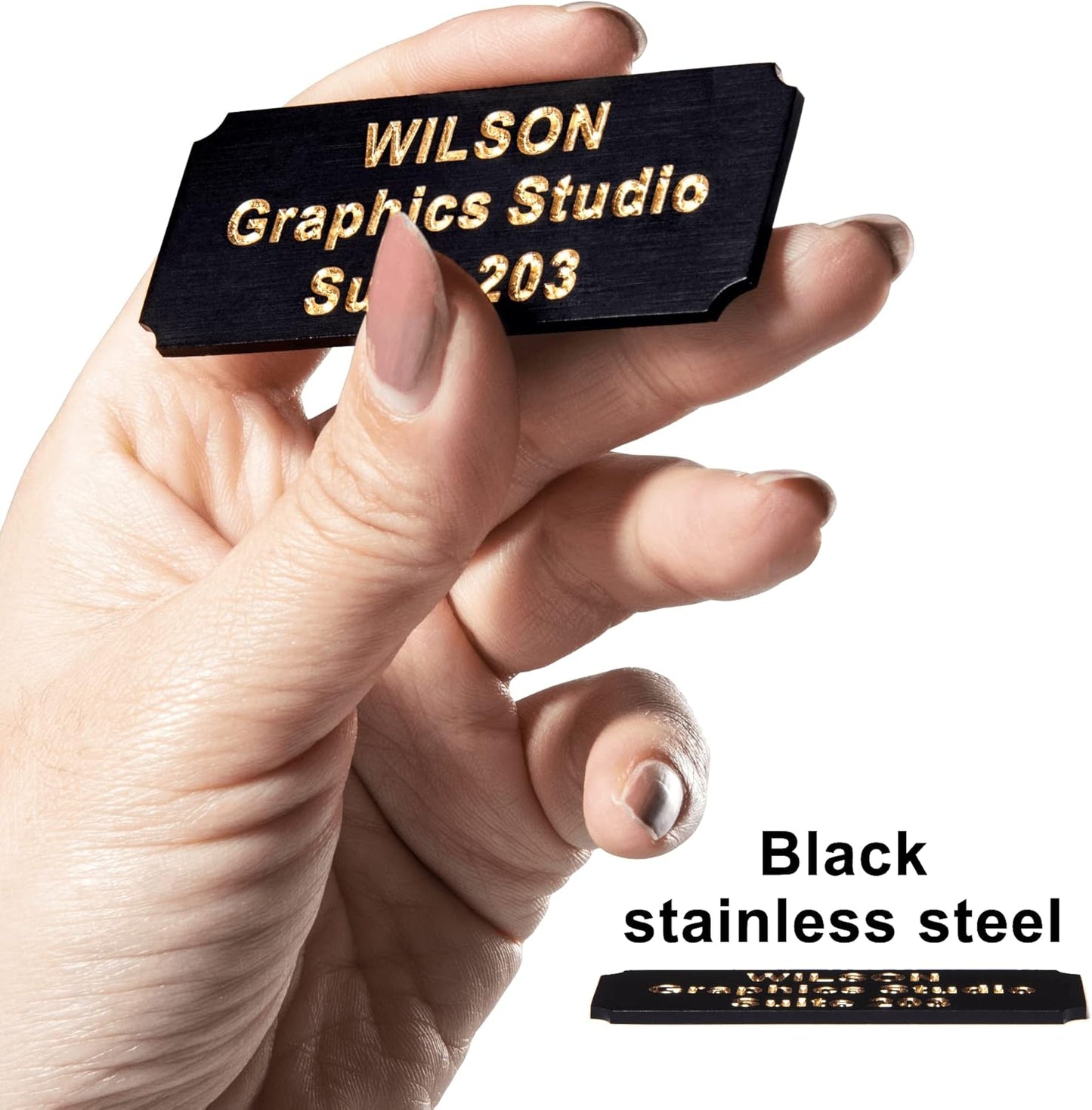 Personalized Name Plates, Deep Engraved Plaque, Black Brass Trophy Plates Engraved, Custom Name Plate with Adhesive Backing or Screws, 3" W x 1" H