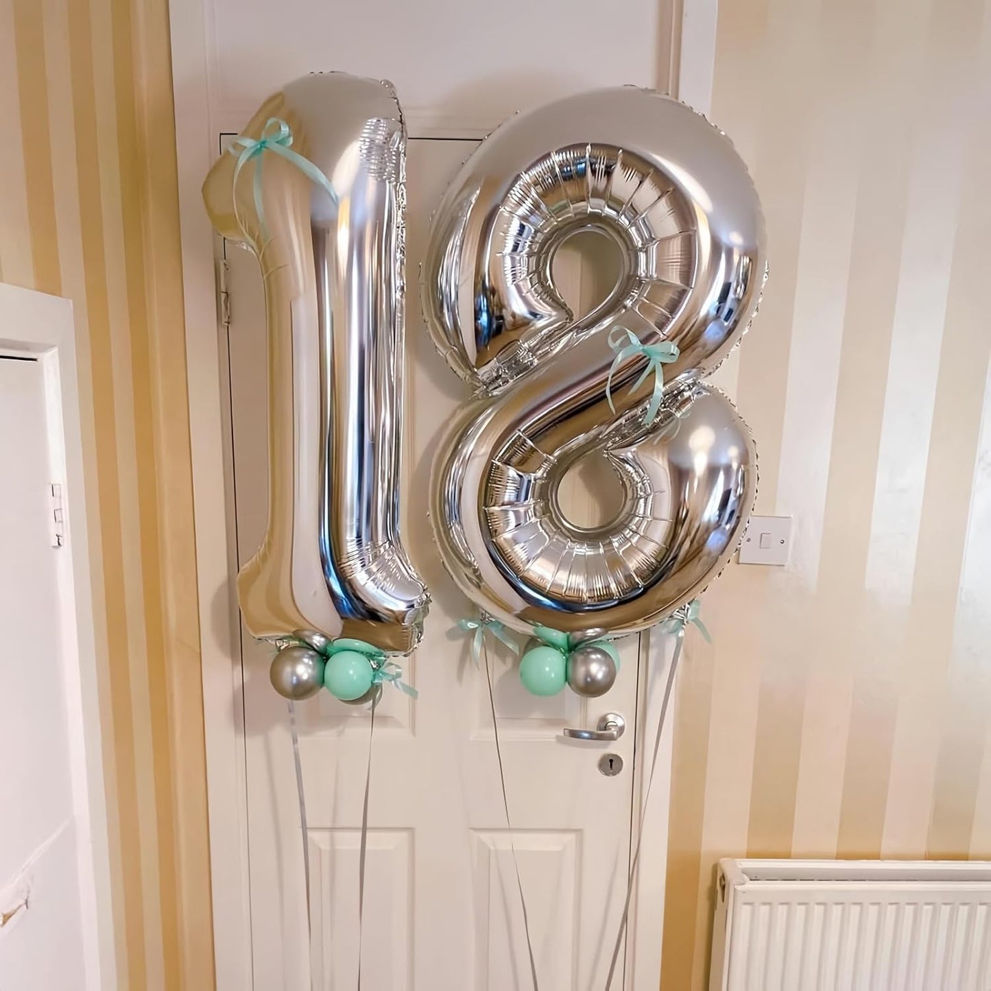 Silver 4 Balloon,40 Inch Number 4 Balloon,4 Birthday Balloon Decorations,Helium Silver 4 Balloon Number for Birthday Party Decorations
