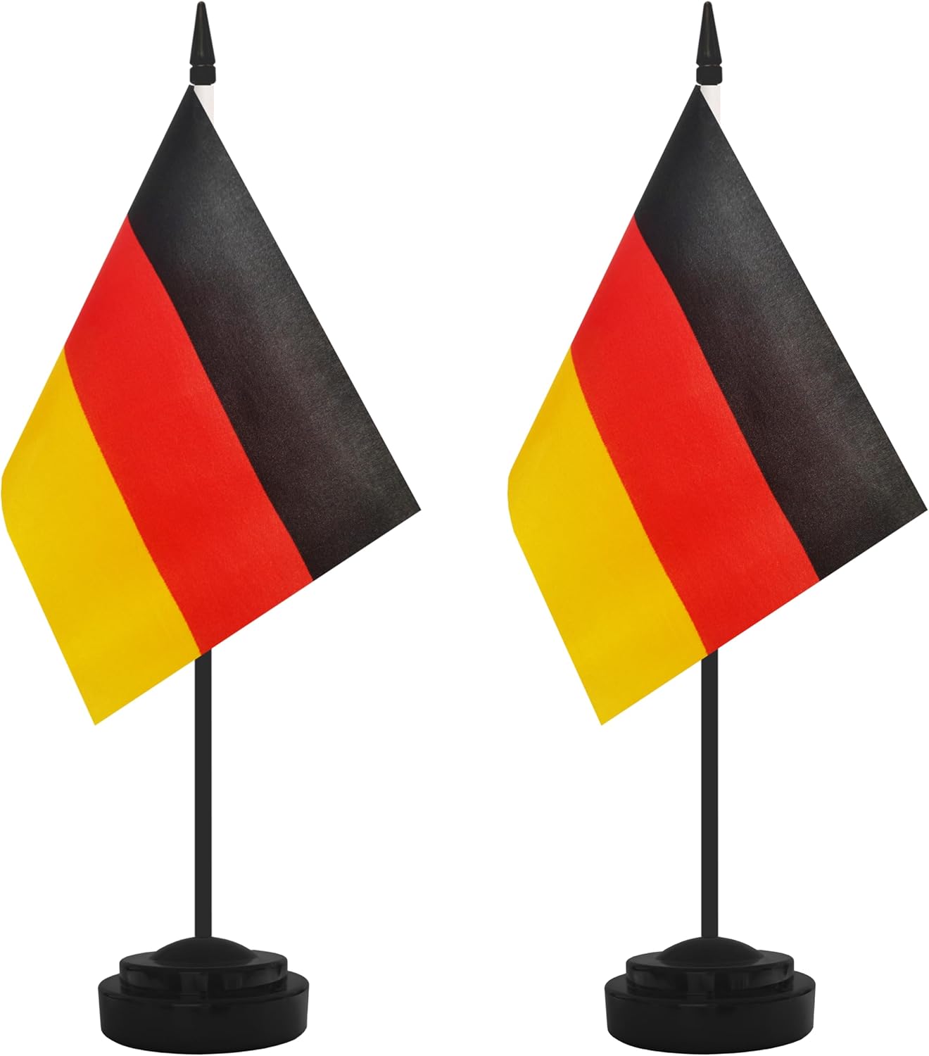 2 Pack Germany Desk Flag Set, German Desktop Small Miniature Table Office Flag with 12" Black Pole and Black Base, Offices, Classroom, Home, Festival Decoration (Germany)