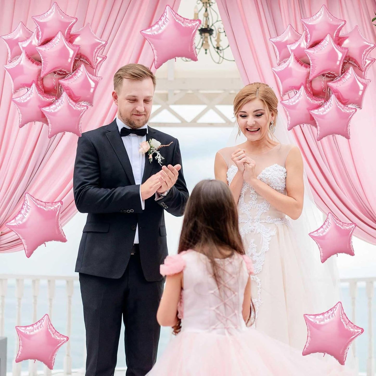 Star Foil Balloons, 18 Inch Light Pink Aluminum Foil Stars - 10 Pcs Pastel Pink Pentagram Balloons for Girls Women Birthday Wedding Baby Shower