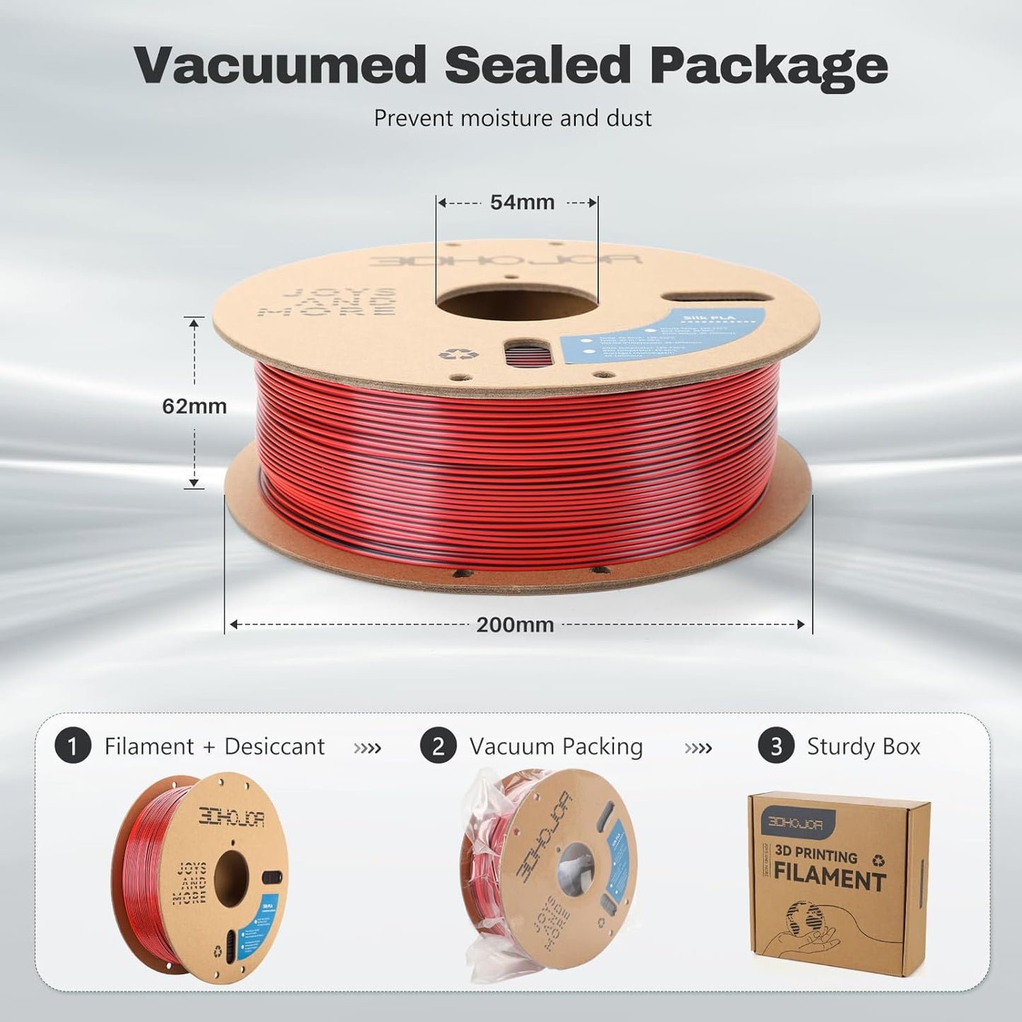 Silk PLA Filament 1.75mm Black Red Gold Triple Color PLA 3D Printer Filament 3 in 1 Coextrusion 1KG Spool(2.2lbs) 3D Printing Filament Dimensional Accuracy +/- 0.03mm
