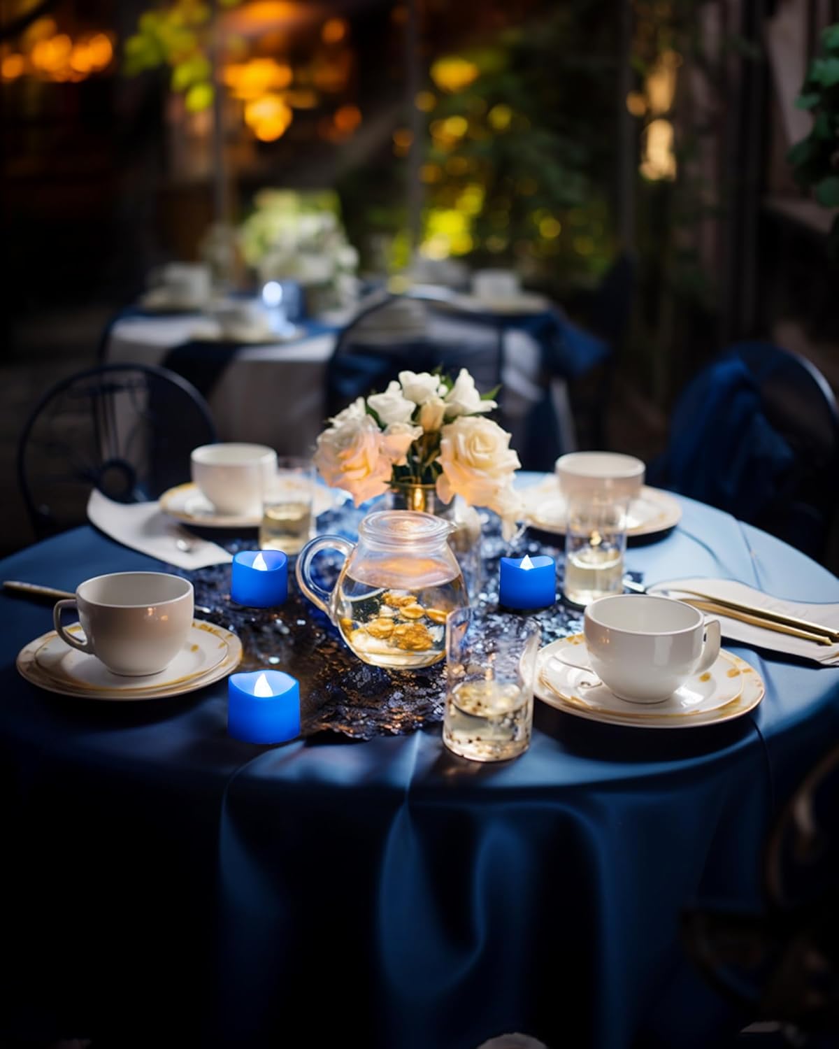 Homemory Blue Tea Lights Candles Battery Operated, 200+Hour Flameless Flickering Fake Electric LED Colored Tealights Candles for Wedding Table Decor, Theme Party, Aniversary, Proposal, 12-Pack