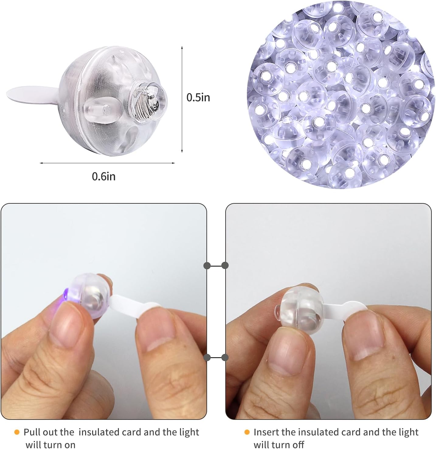 Aogist 50Pcs Balloon Lights with Hook,Long Standby Time,Waterproof Mini Light for Birthday Party Wedding Christmas Halloween Easter Decorative (Steady, Cool White)