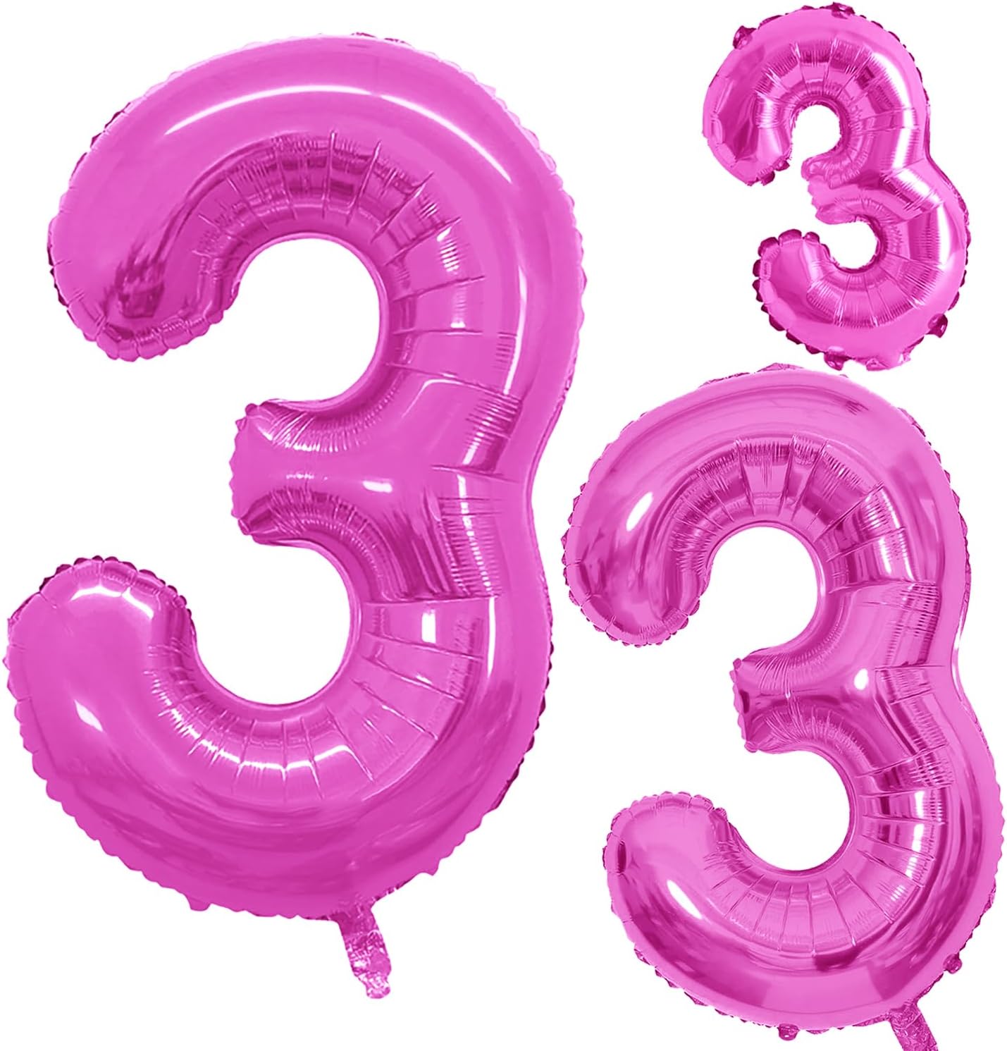 GOER Pink Foil Balloons Number 3,Huge Number Balloons for 3rd 33rd Birthday Party Supplies Anniversary Decorations(3 pcs,42 inch,32 inc,16inch)