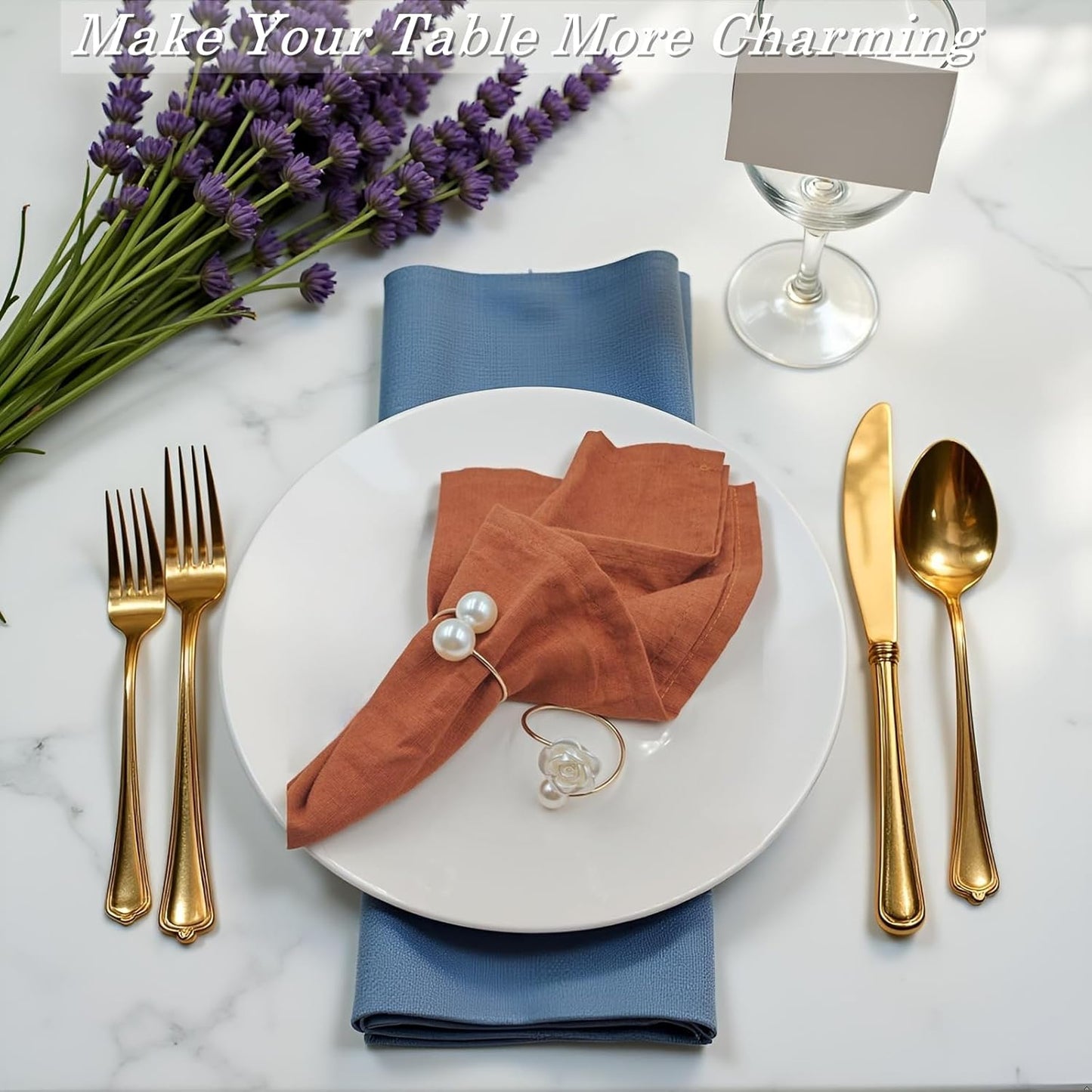 Napkin Rings Set of 12,Pearl Napkin Rings Set Gold Napkin Ring Rose Holders,Delicate Serviette Buckle for Wedding Thanksgiving Christmas Family Birthday Party Kitchen Table Décor(12,Pearl)