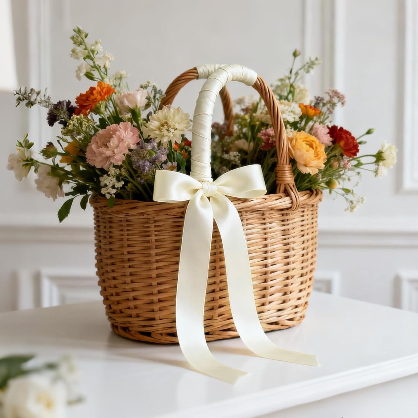 NESCCI 100 Yards Ribbon,1-1/2 Inch Ivory Satin Ribbon,Single Face Satin Ribbons,Perfect for Gift Wrapping,Wedding Decoration,Handmade Bows,Wrapping Bouquet, Halloween, Christmas