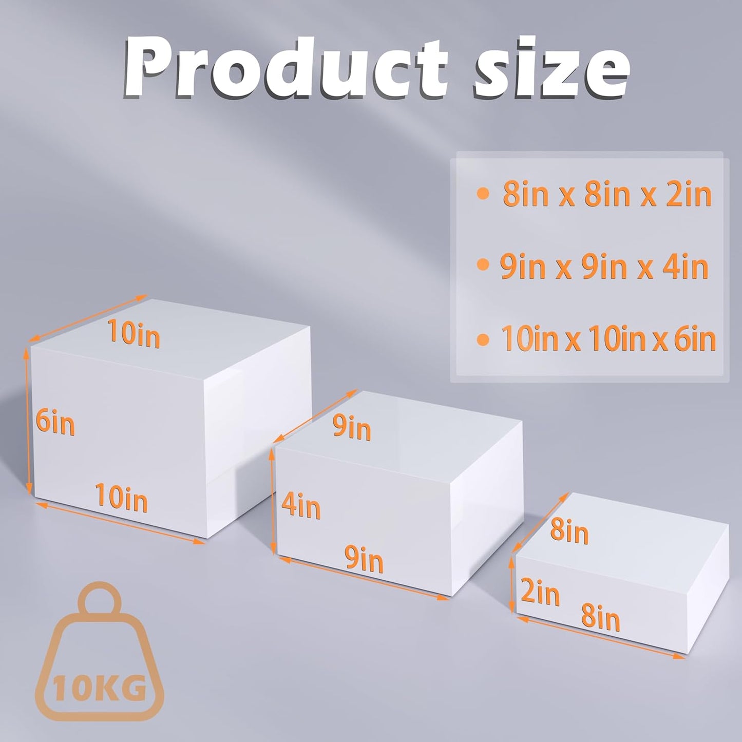 Buffet Risers, Food Display Risers for Party, White Acrylic Risers Display Stand for Buffet Table, Catering Displays for Dessert, Cube Box Nesting Riser with Hollow Bottoms (8"x9"x10" 3PCS)