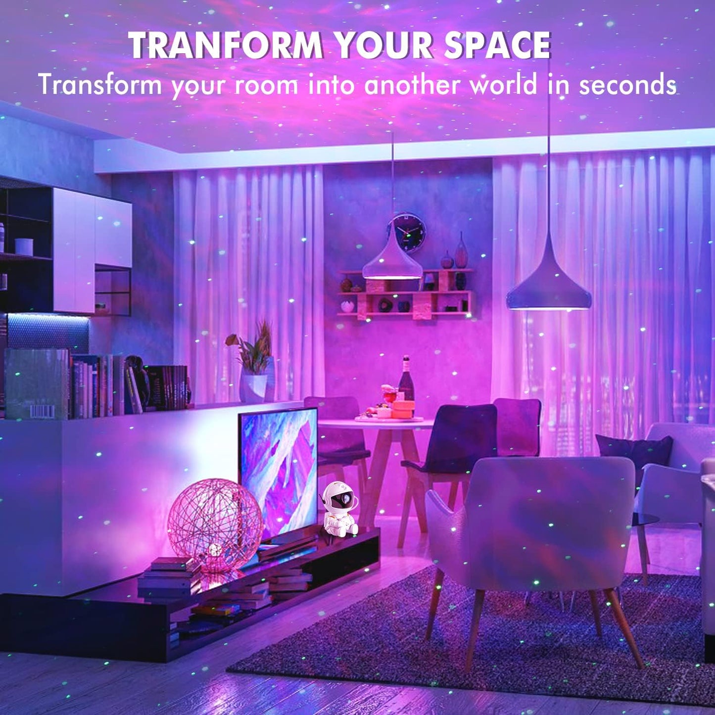 Galaxy Light Projector for Kids and Adults - Astronaut Night Light for Bedrooms and Playrooms - Star Ceiling Decoration