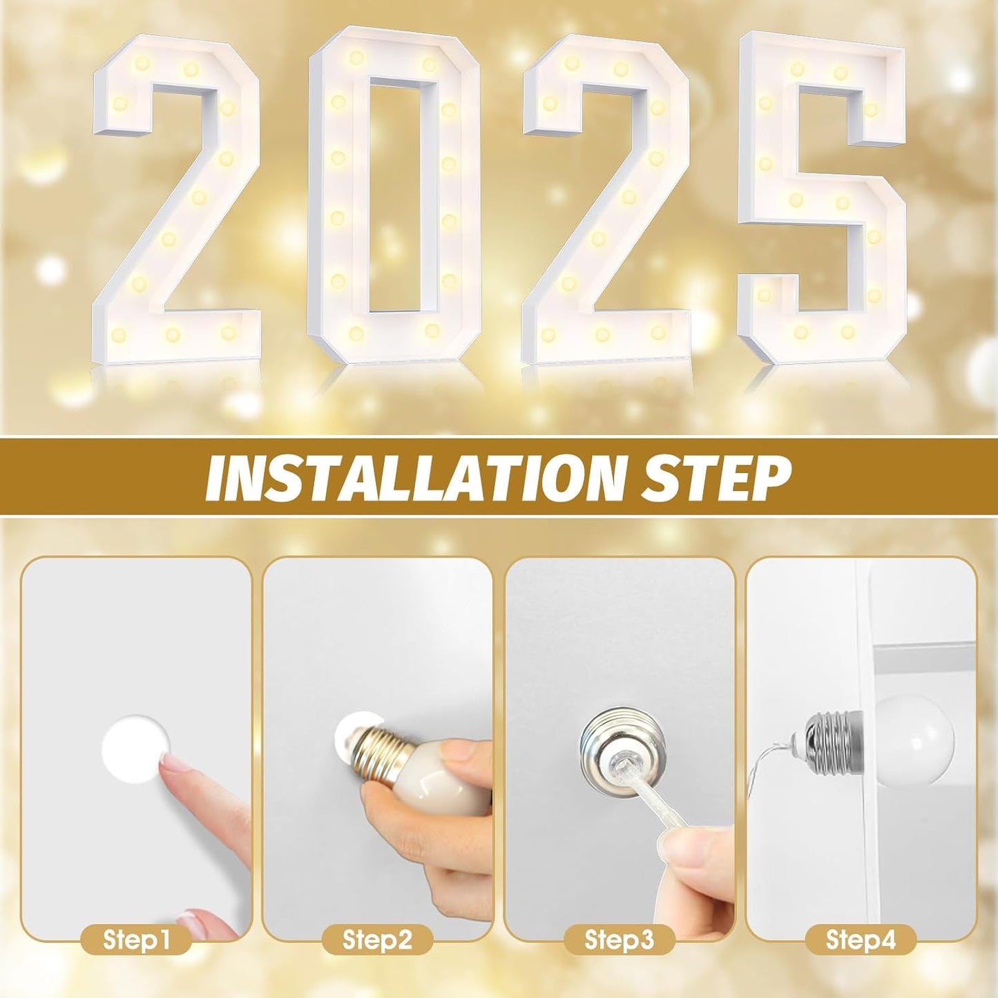 Ledido 4FT Marquee Light Up Numbers Large Light Up Letters for Party Decoration, Marquee Numbers for 2nd 20th Birthday Anniversary, Pre-cut Foam Board Assembly Required Number 2