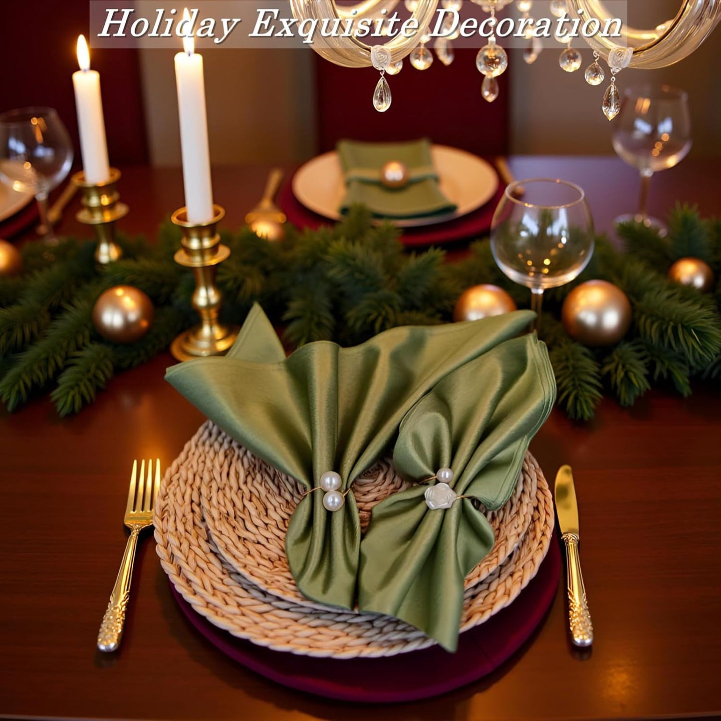 Napkin Rings Set of 12,Pearl Napkin Rings Set Gold Napkin Ring Rose Holders,Delicate Serviette Buckle for Wedding Thanksgiving Christmas Family Birthday Party Kitchen Table Décor(12,Pearl)