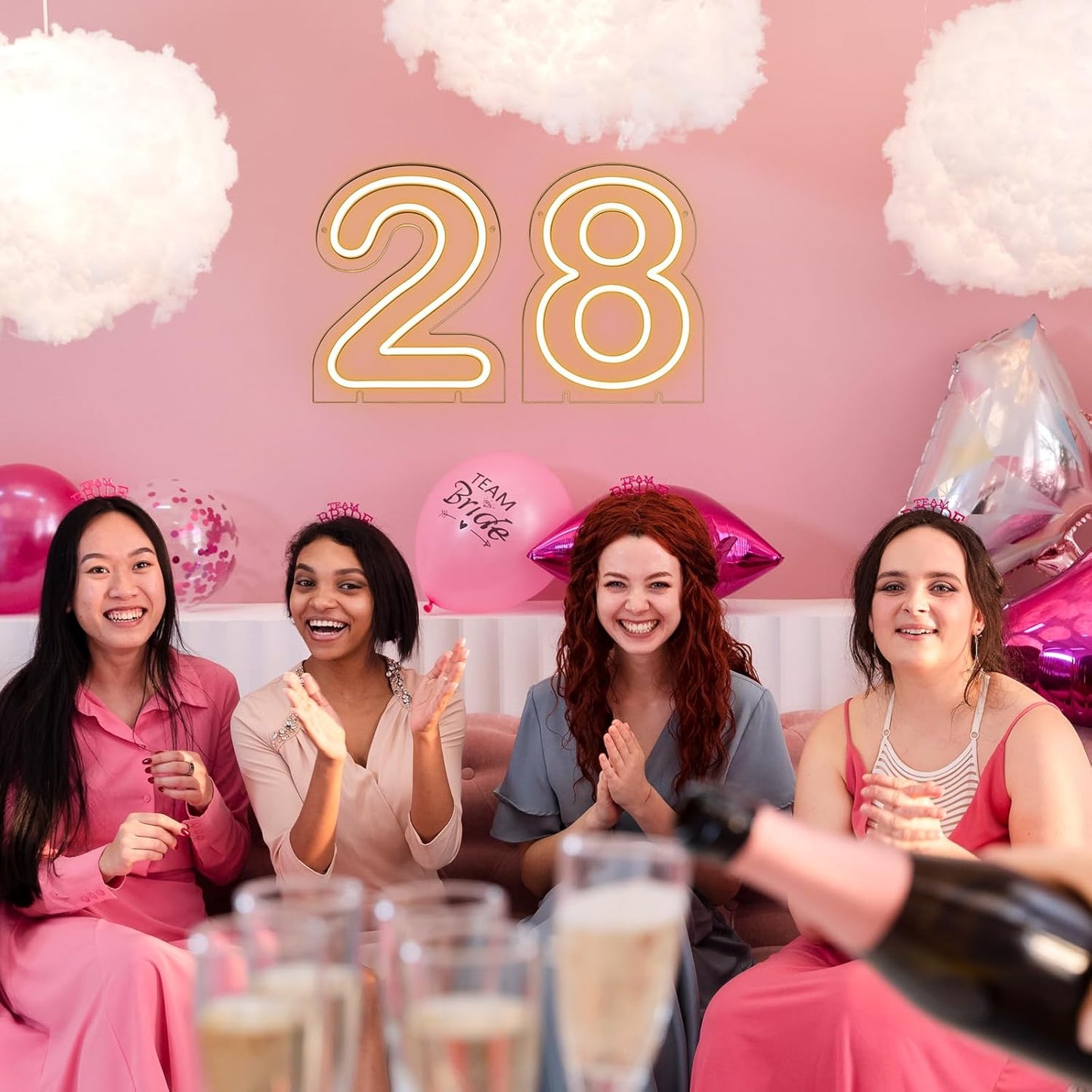 Number 8 LED Neon Sign Backdrop Birthday Party Decoration, 11.3" Height Warm White Marquee Number Eight Light Up Sign for Wedding Anniversary Window Wall Table, Indoor Battery Operated or USB