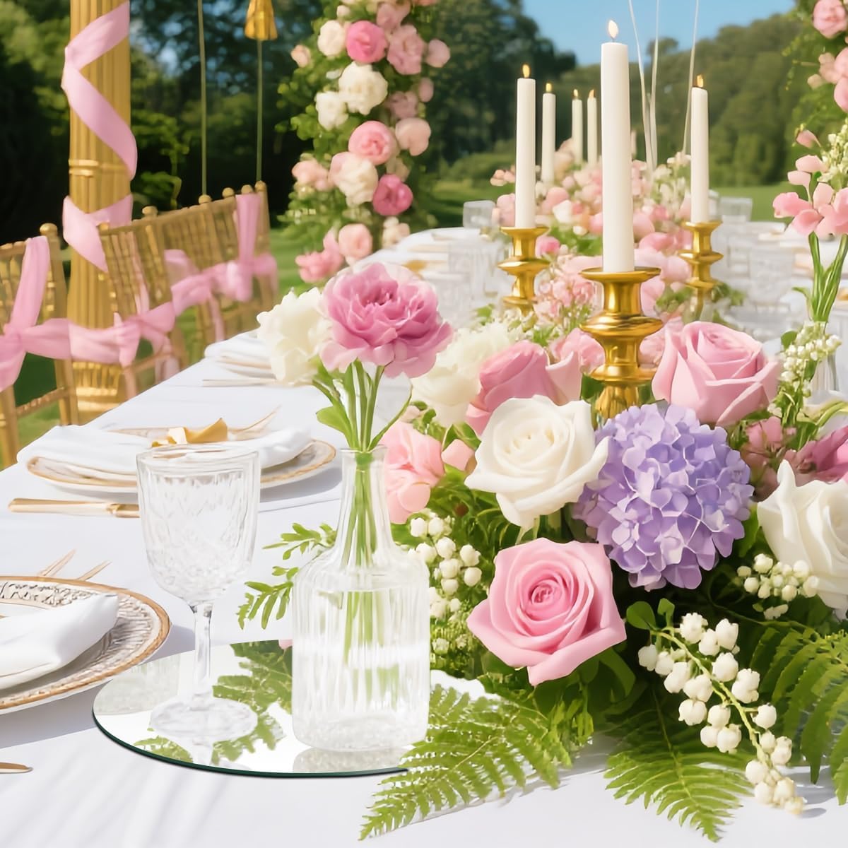 16PCS Acrylic Round Mirrors for Centerpieces Circle Mirror Tiles Candle Plate Set for Table Centerpieces Home Wall Mirror for Wedding Birthday Christmas Table Centerpieces Decorations (12inch + 8inch)