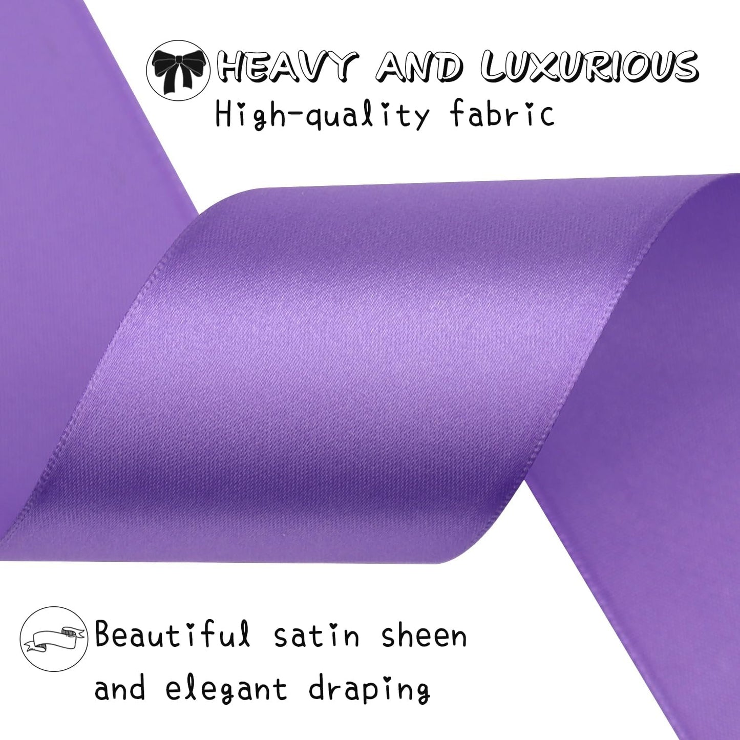 Light Purple Solid Satin Ribbon 2 Inch 25 Yards Solid Polyester Fabric Ribbon for Gift Wrapping Wedding Christmas Baby Shower Birthday Party Decoration Handmade Immortal Flower Craft