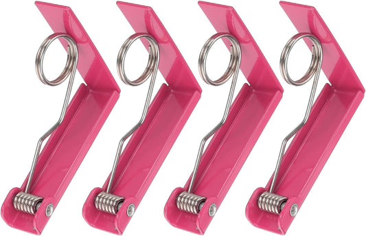 uxcell 4 Pack Tablecloth Clips, Stainless Steel Table Cloth Cover Clamps, 2.87" x 2.36" Windproof Holder Clips for Home Party Picnic Wedding Camping Dining Tables, Pink
