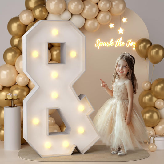 JoyMuse 4FT Marquee Light Up Letters, Gold, 4 Feet Tall, Party Decor, Foam Board, LED, Indoor