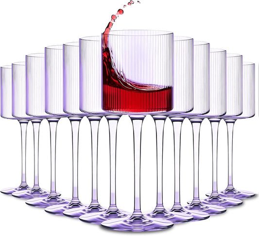 Plastic Goblets Wine Glasses - 12Oz Acrylic Wine Glasses Origami Unbreakable Clear Plastic Cocktail Glasses Recyclable Shatterproof Reusable Wine Cups for Parties & Weddings (Purple)