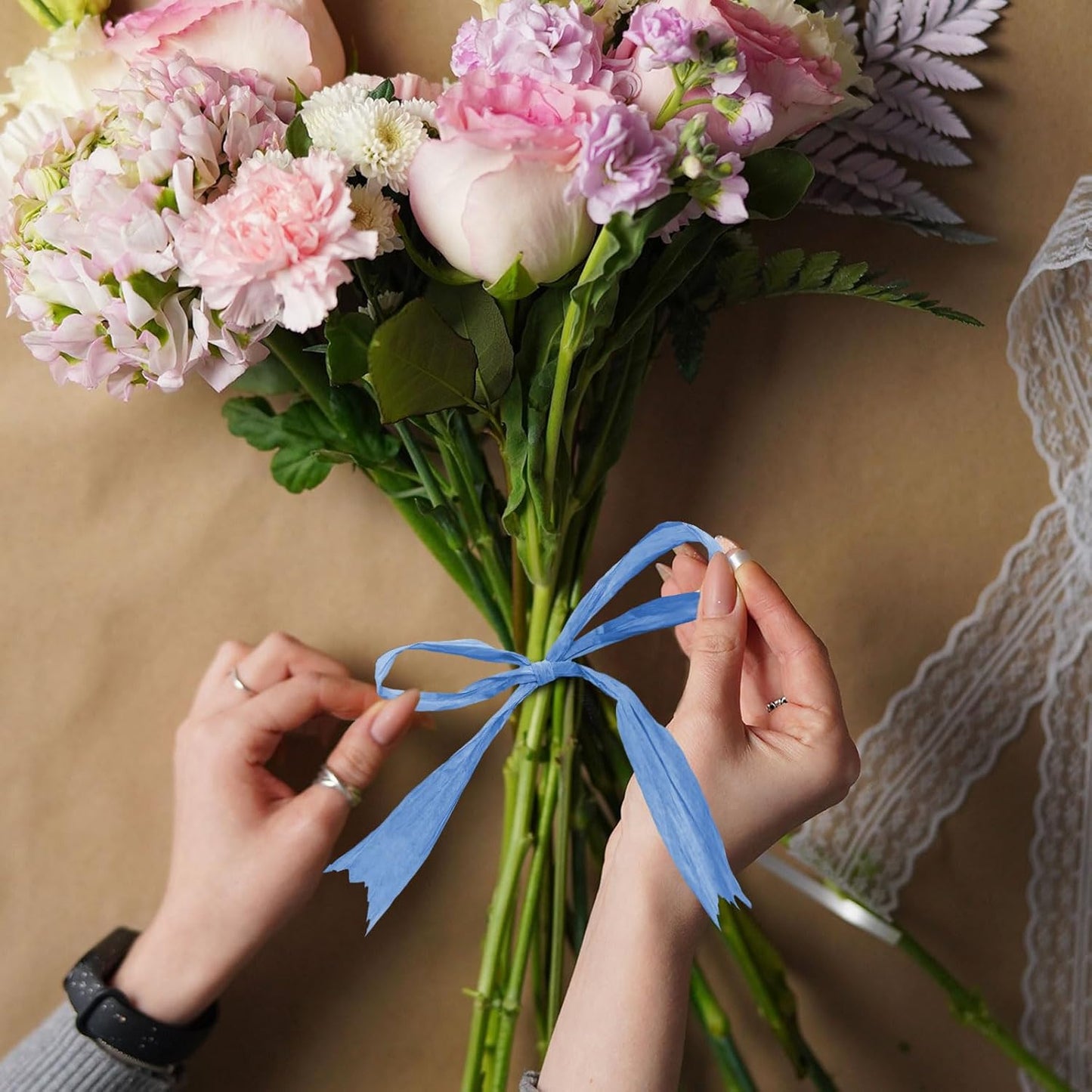 Creatrill 218 Yards Raffia Paper Craft Ribbon Packing Paper Twine, 1/4 Inch by 218 Yards