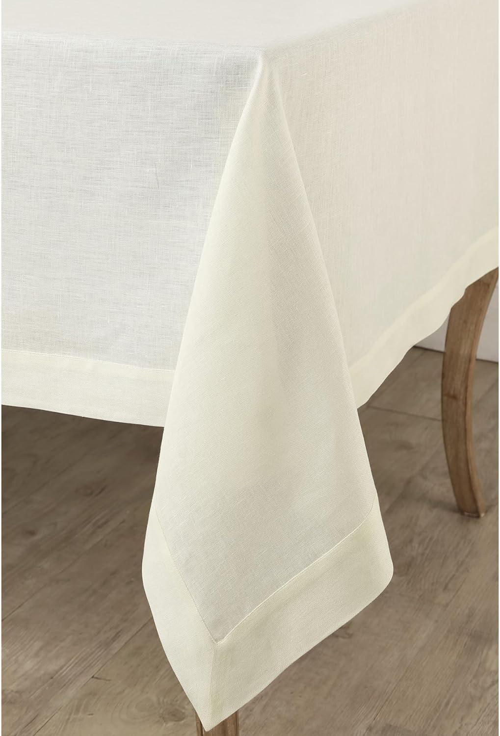 Solino Home Ivory Linen Tablecloth 54 x 72 Inch - 100% Pure Linen Table Cloth for Rectangle Tables - Fete, Machine Washable Tablecloth for Fall, Autumn, Thanksgiving, Christmas, Holiday