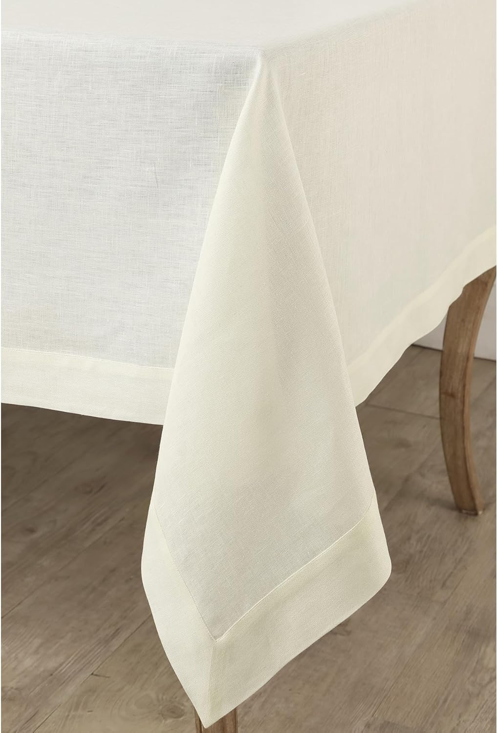 Solino Home Linen Ivory Tablecloth 60 x 102 Inch - 100% Pure Linen Rectangular Tablecloth - Machine Washable Table Cloth for Fall, Autumn, Thanksgiving, Christmas, Holiday - Fete