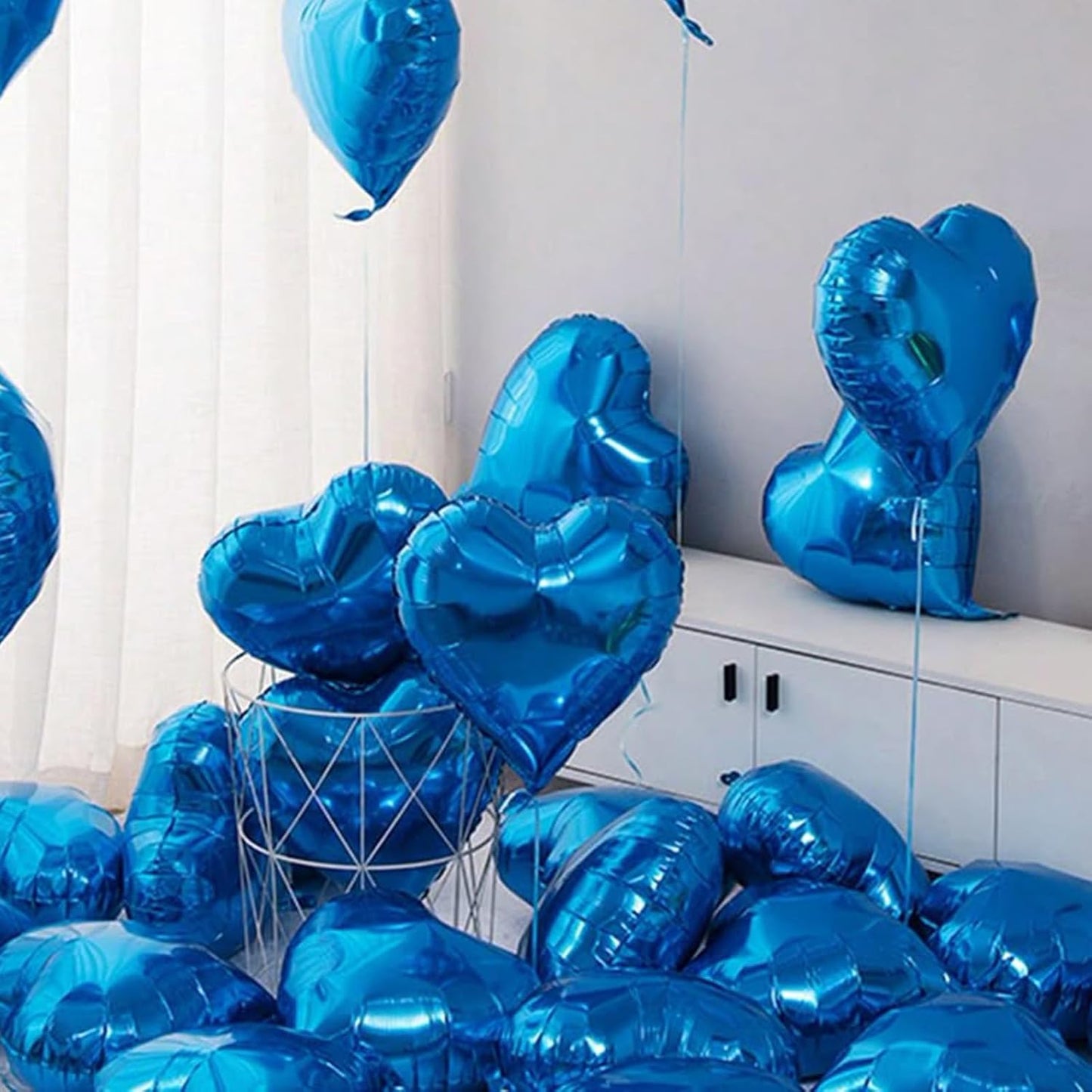 Blue Heart Balloons, 18 Inch Royal Blue Heart Shape Balloon, 12PCS Large Blue Helium Foil Heart Romantic Balloon for Birthday Marriage Wedding Bridal Engagement Party Anniversary Decoration