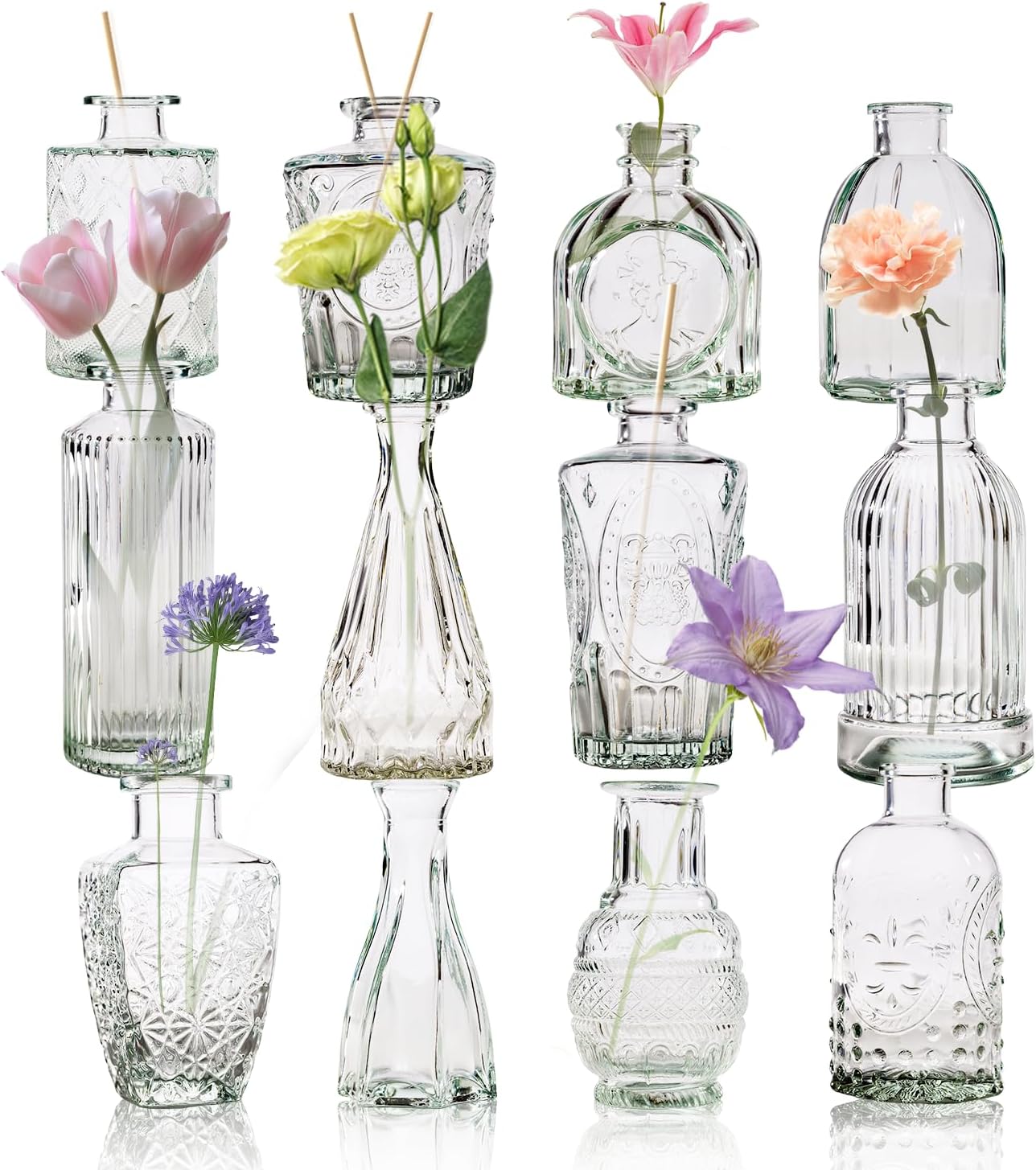 12 Pcs Bud Vase Set, Vases for Centerpieces, Cute Glass Bud Vases in Bulk, Small Vases for Flowers, Mini Vase Set for Wedding Decorations, Home Table Flower Décor