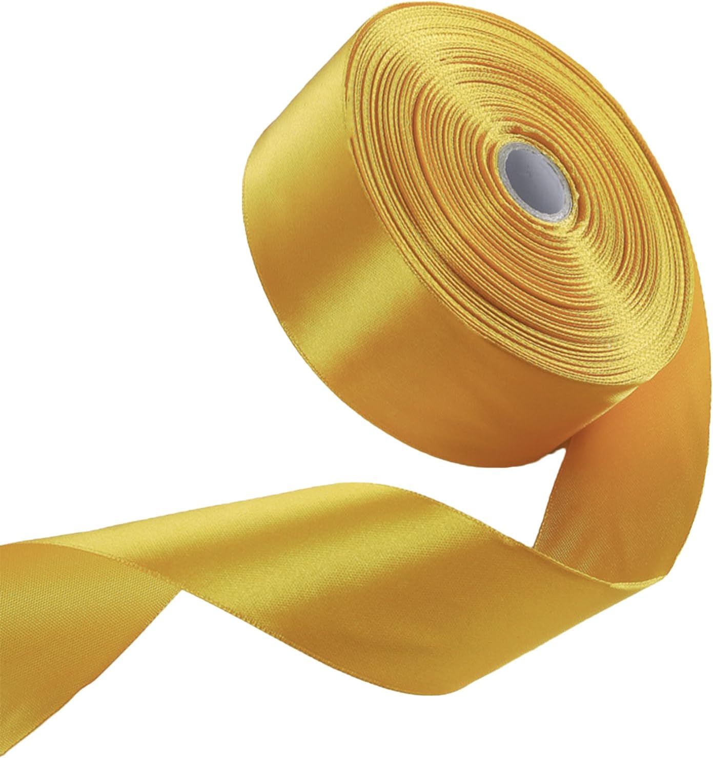 1-1/2 Inch Gold Satin Ribbon 50 Yards Solid Fabric Ribbons for Gift Wrapping, Crafts, Floral Arrangements, Wedding, Party, Holiday and Home Decor