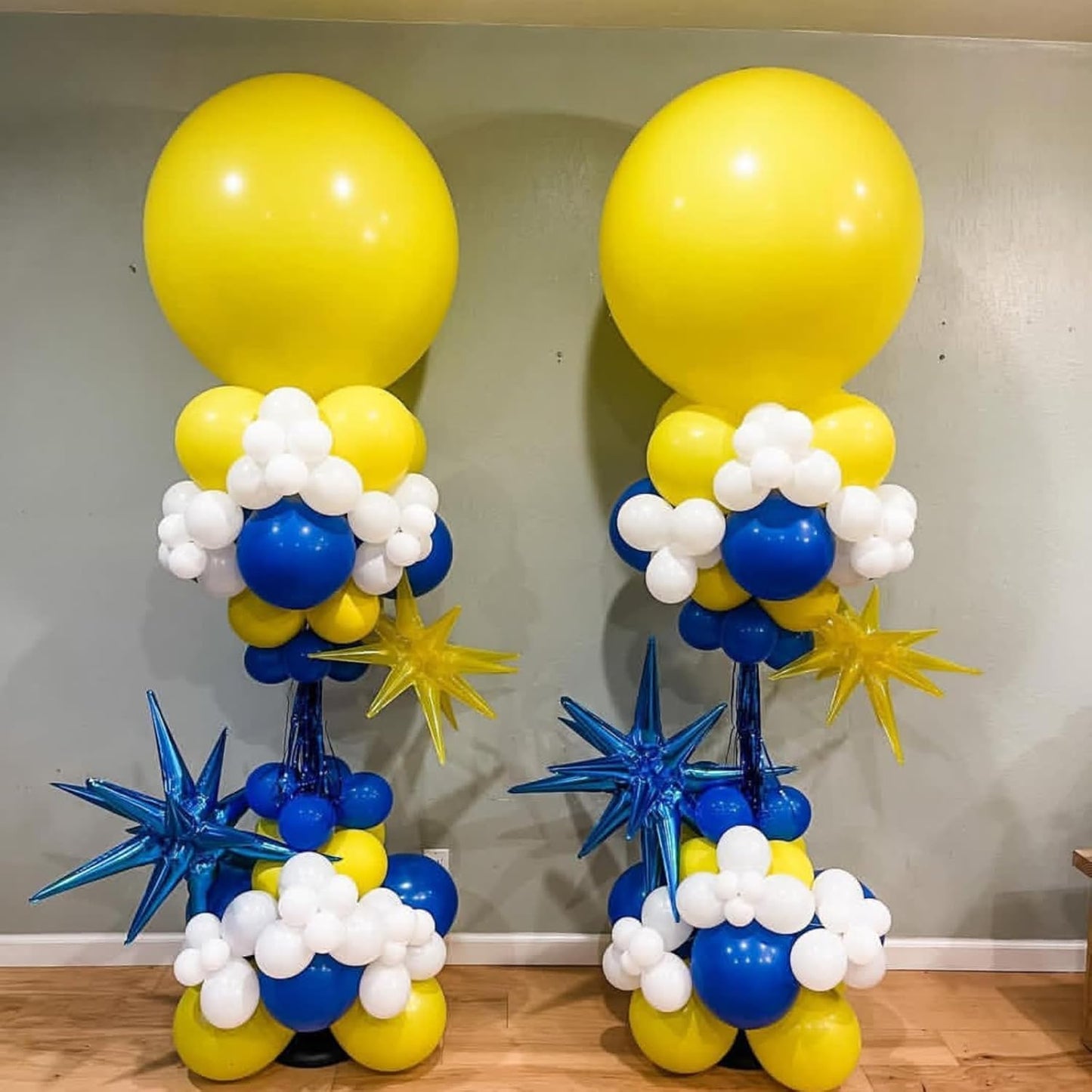 Blue Star Balloons 12pcs, 27/22 Inch Foil Star Explosion Balloons, Large Spike Mylar Cone Balloon, Fireworks Shape Balloon Party Decor for Men Boys Birthday Space Theme Backdrop