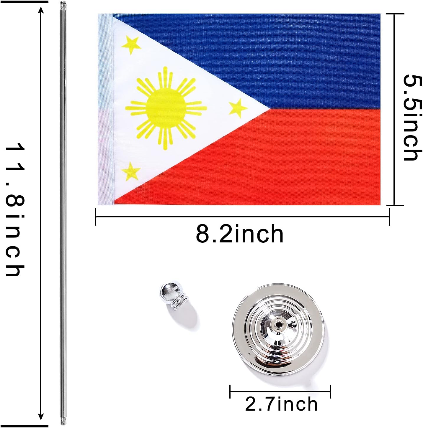 ZXvZYT 2 Pack Philippines flag Filipino Table Flag Small Mini Filipino Desk Flags With Stand Base,International Festival Events Celebration Decorate,Home office Decorations