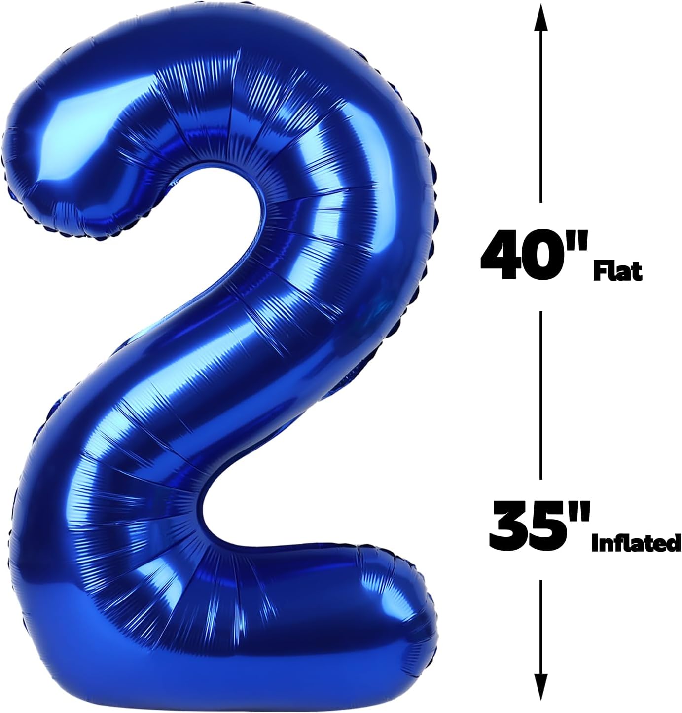 Big 40 Inch Night Blue 2 Number Balloon Birthday Decoration, Night Blue Number 2 Helium Balloons 12 20 22 23 24 26 28 32 42 Celebration, Boy Girl Baby Anniversary Party Graduations Supplies