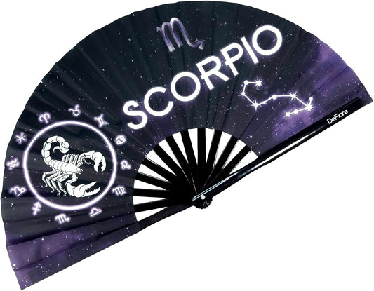 DeFlare | Cosmic Zodiac Rave Fan | Zodiac Sign Hand Fan | Astrology Rave Fan | Hand Fan | Large Rave Fan | Large Clacking Fan