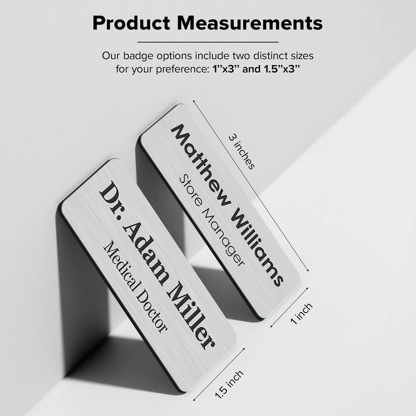 Name Tag, Magnetic Brushed Aluminum Name Tags, Personalized Name Tags, 1.5x3 Inches, Durable Engravable Impact Material, Made in The USA by My Sign Center